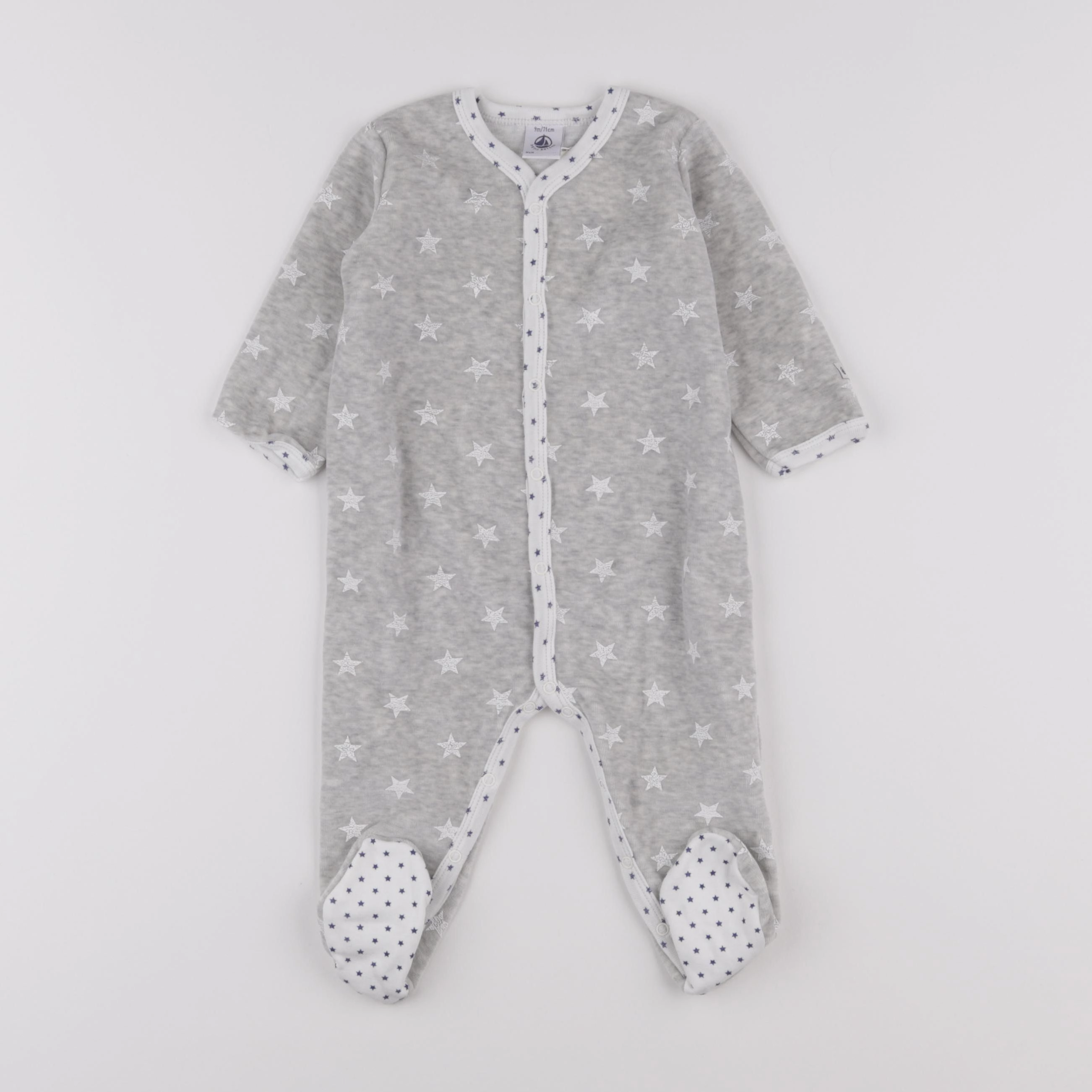 Petit Bateau - pyjama velours gris - 9 mois
