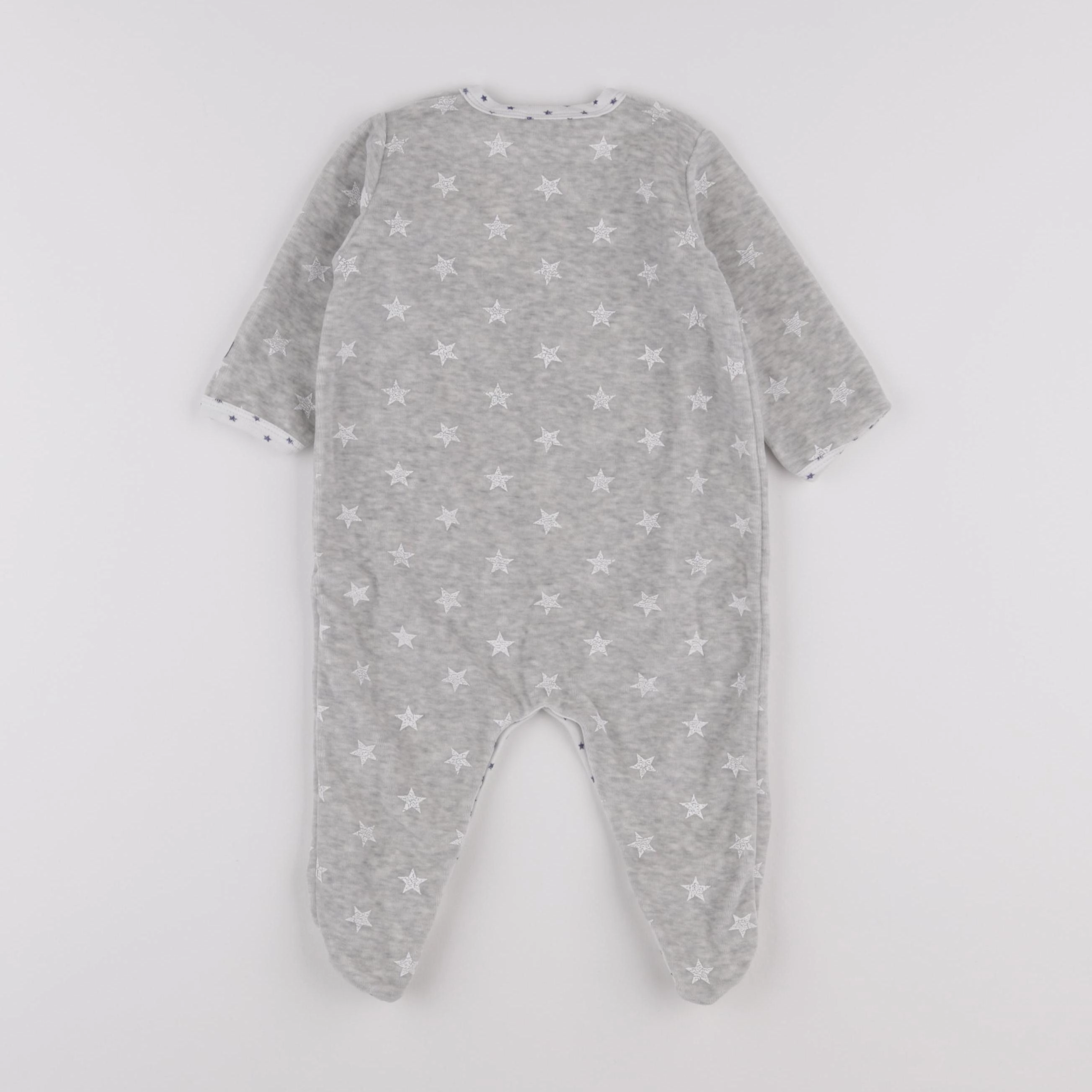 Petit Bateau - pyjama velours gris - 9 mois