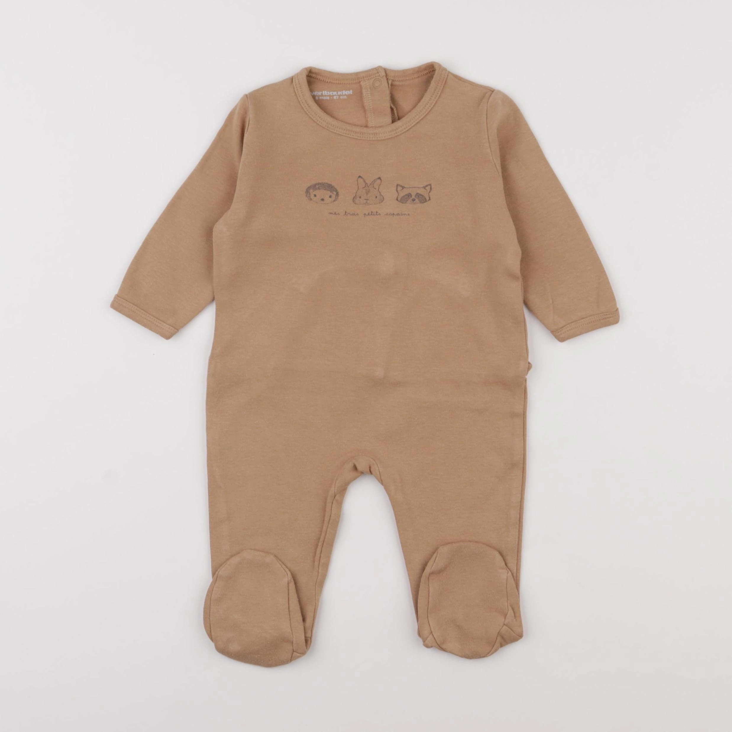 Vertbaudet - pyjama coton marron - 6 mois