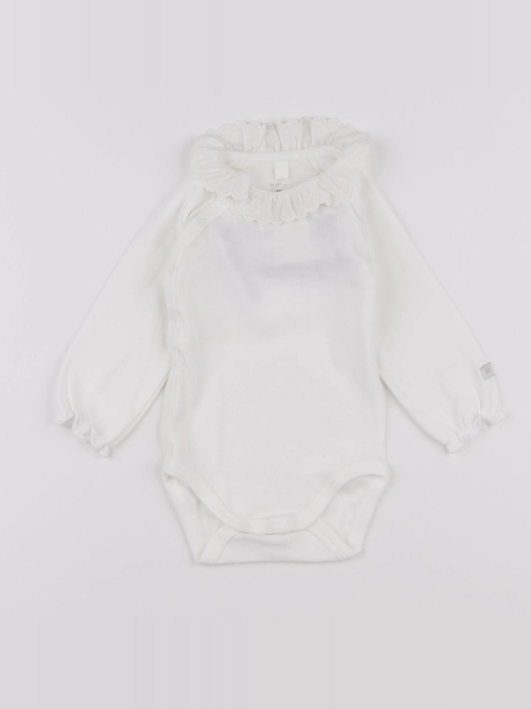 Petit Bateau - body à col blanc - 6 mois