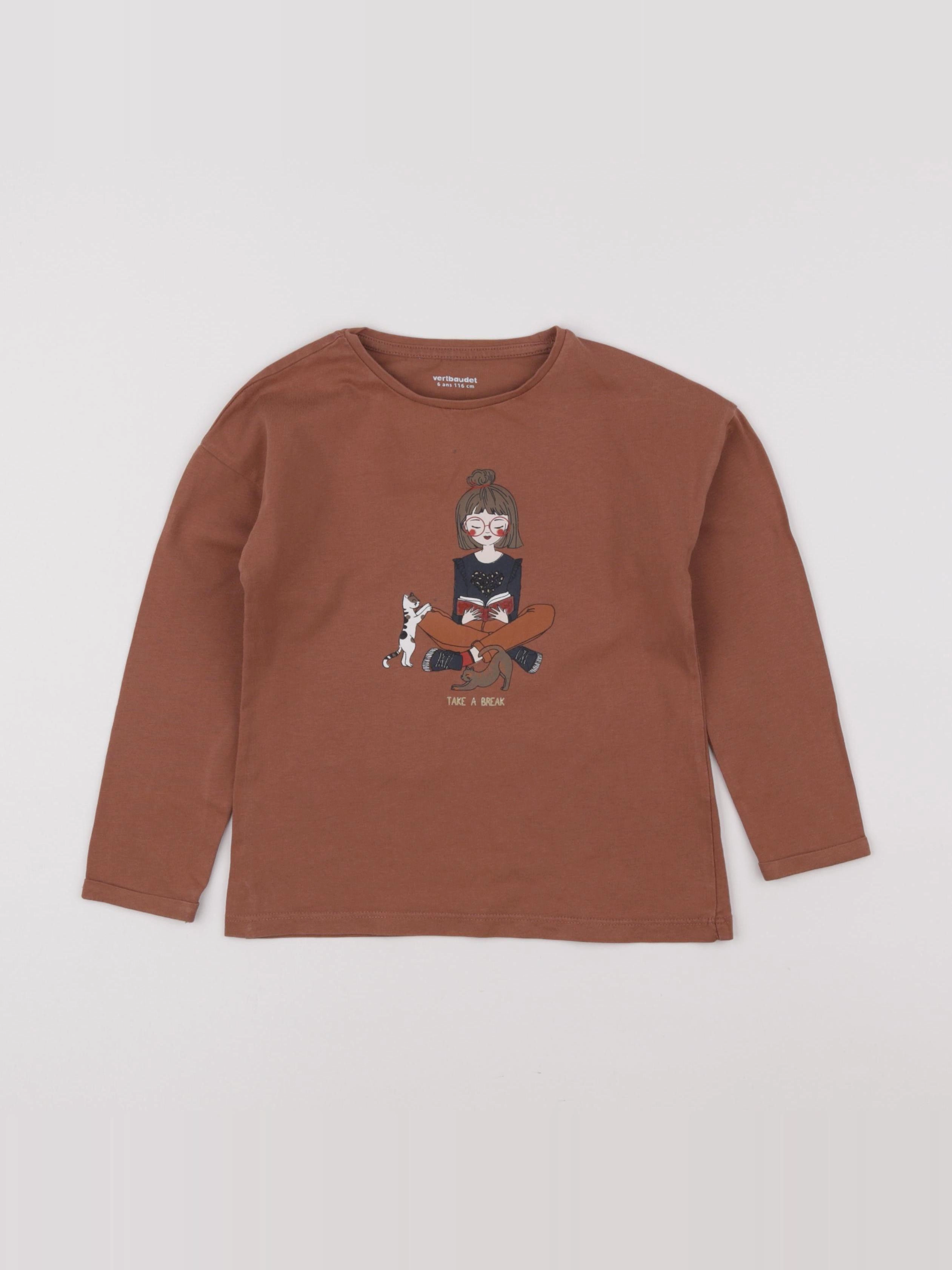 Vertbaudet - tee-shirt marron - 6 ans