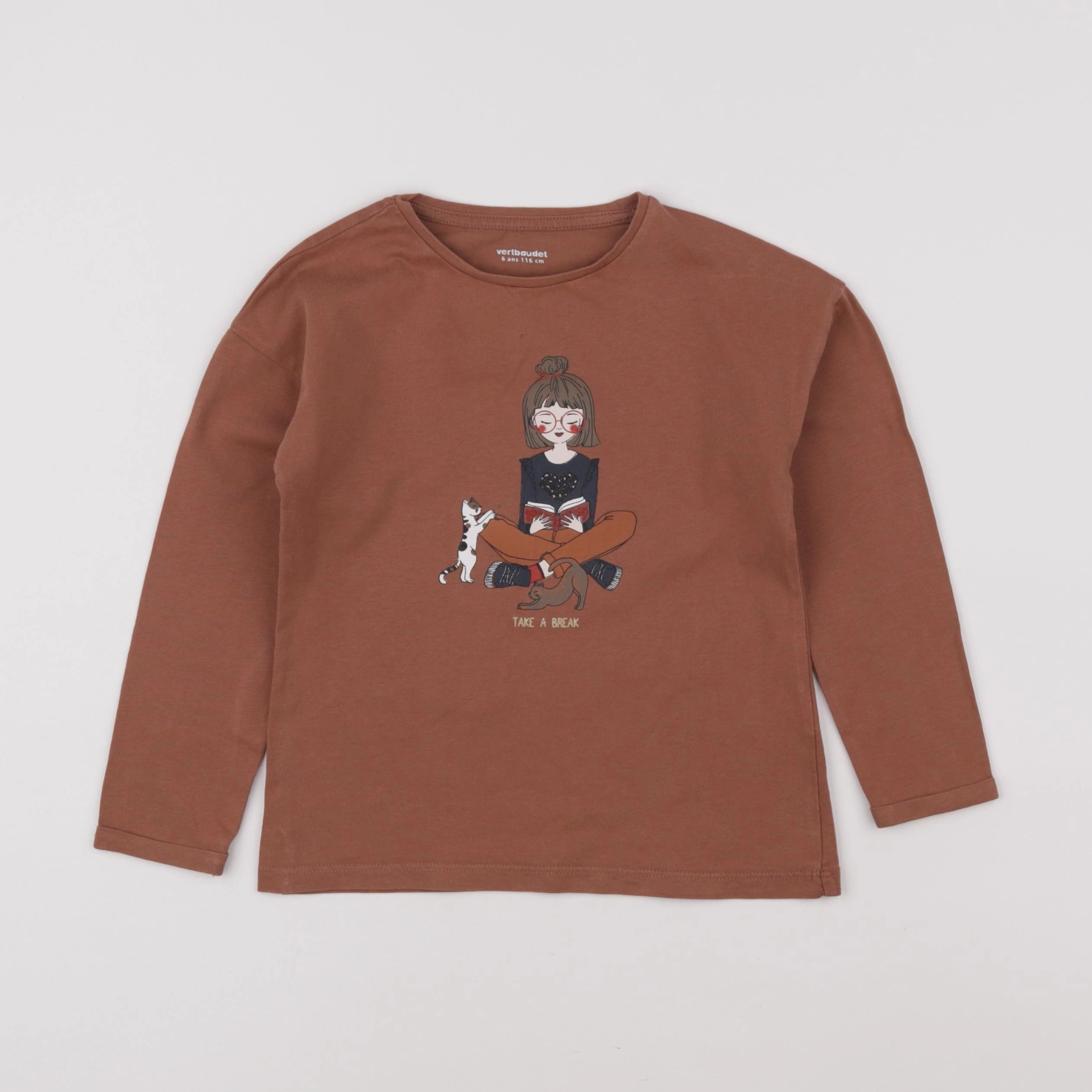 Vertbaudet - tee-shirt marron - 6 ans