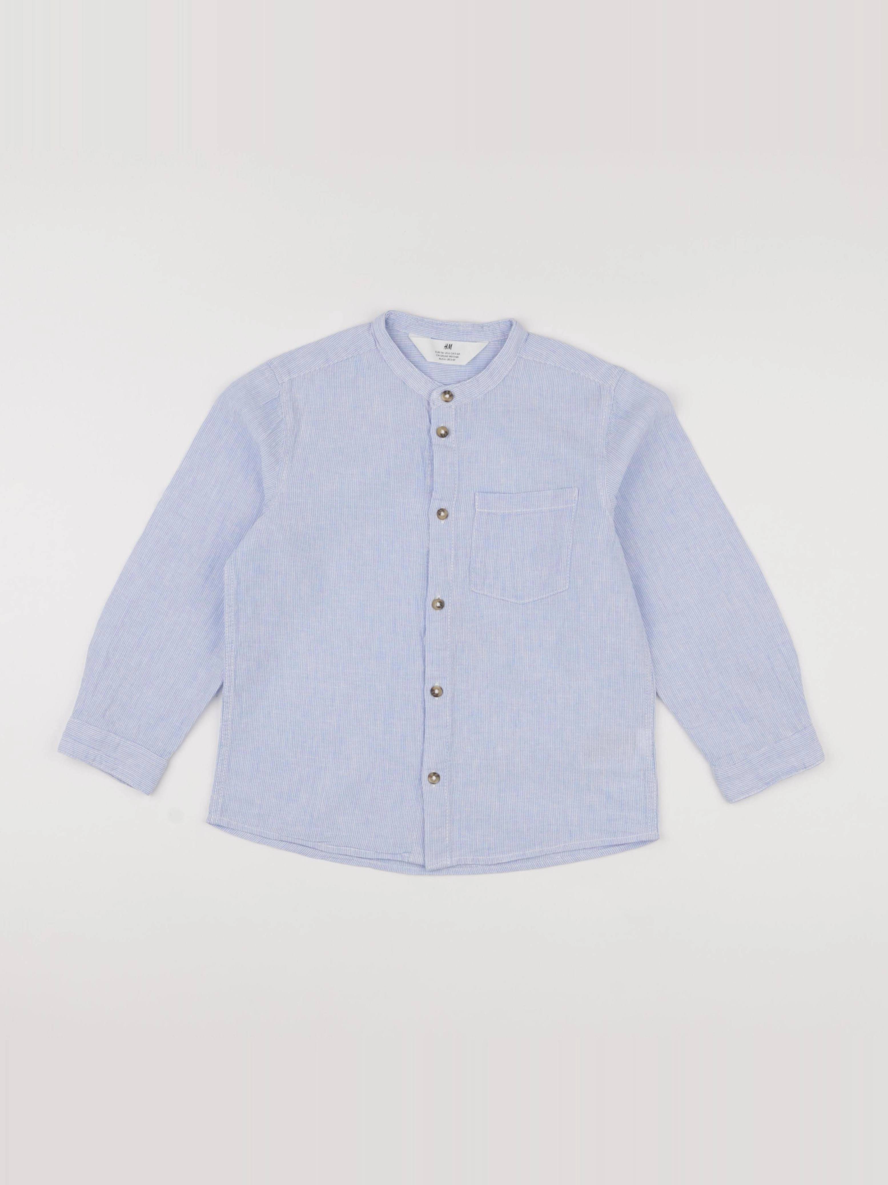 H&M - chemise blanc, bleu - 5/6 ans