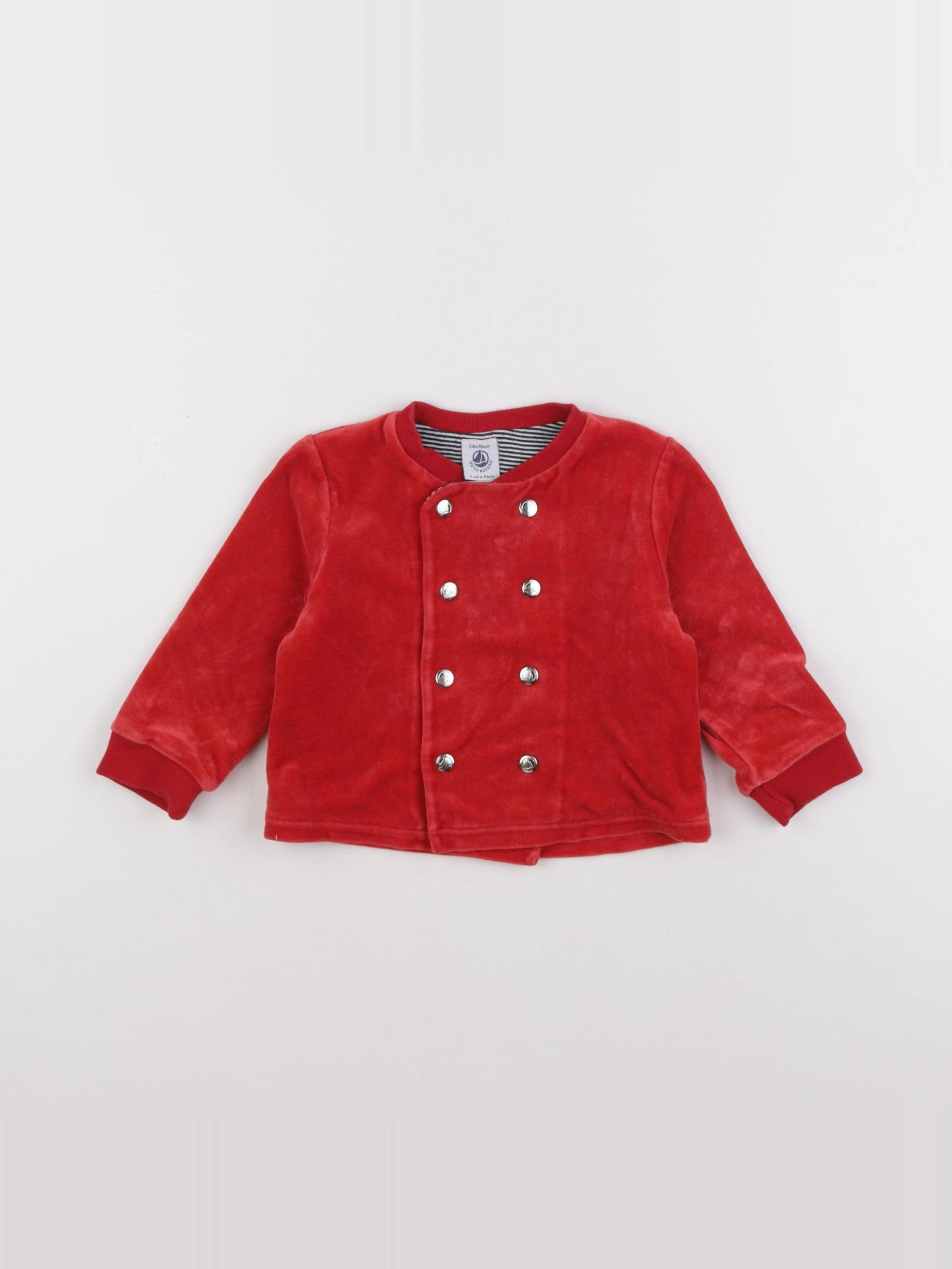 Petit Bateau - veste doublé rouge - 24 mois