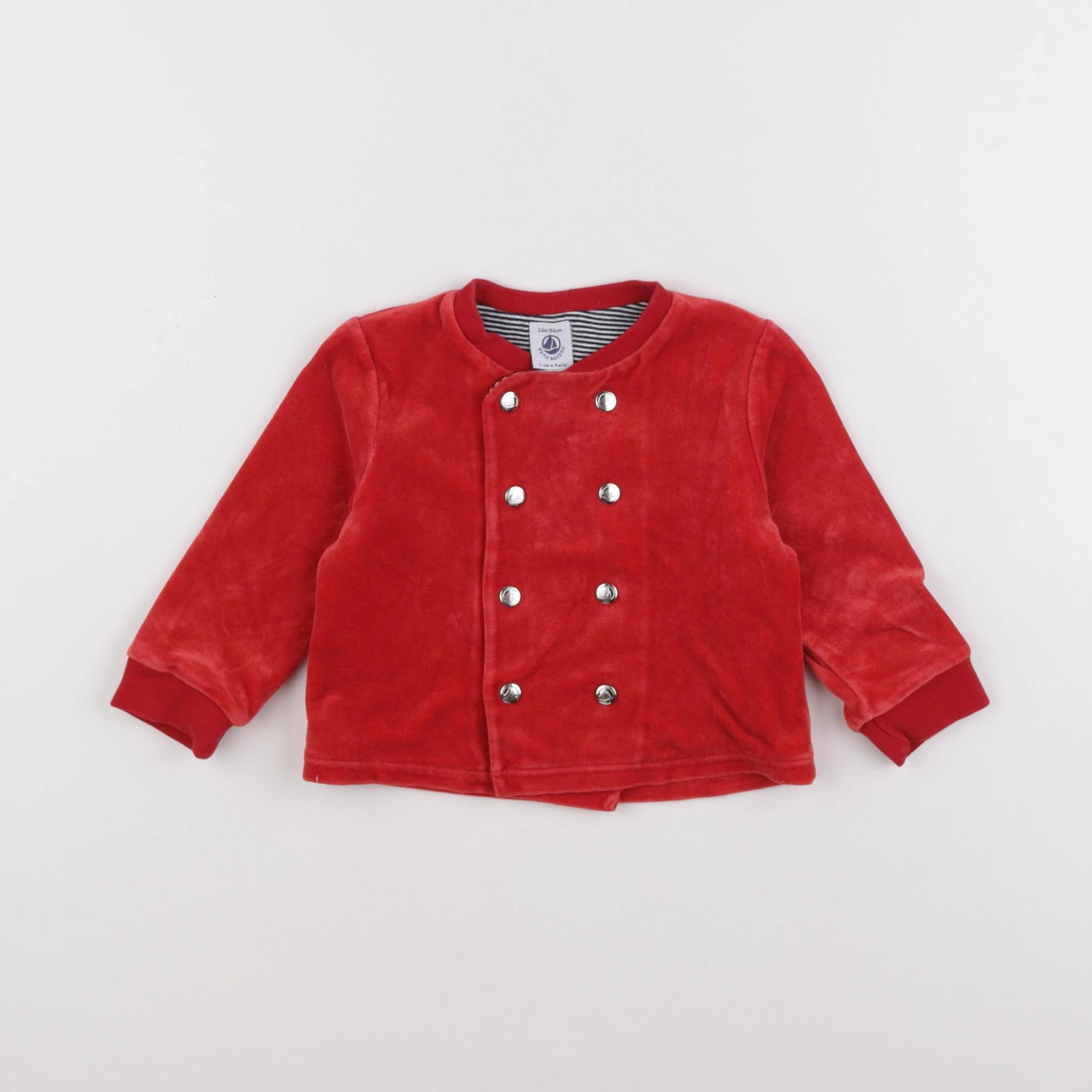 Petit Bateau - veste doublé rouge - 24 mois
