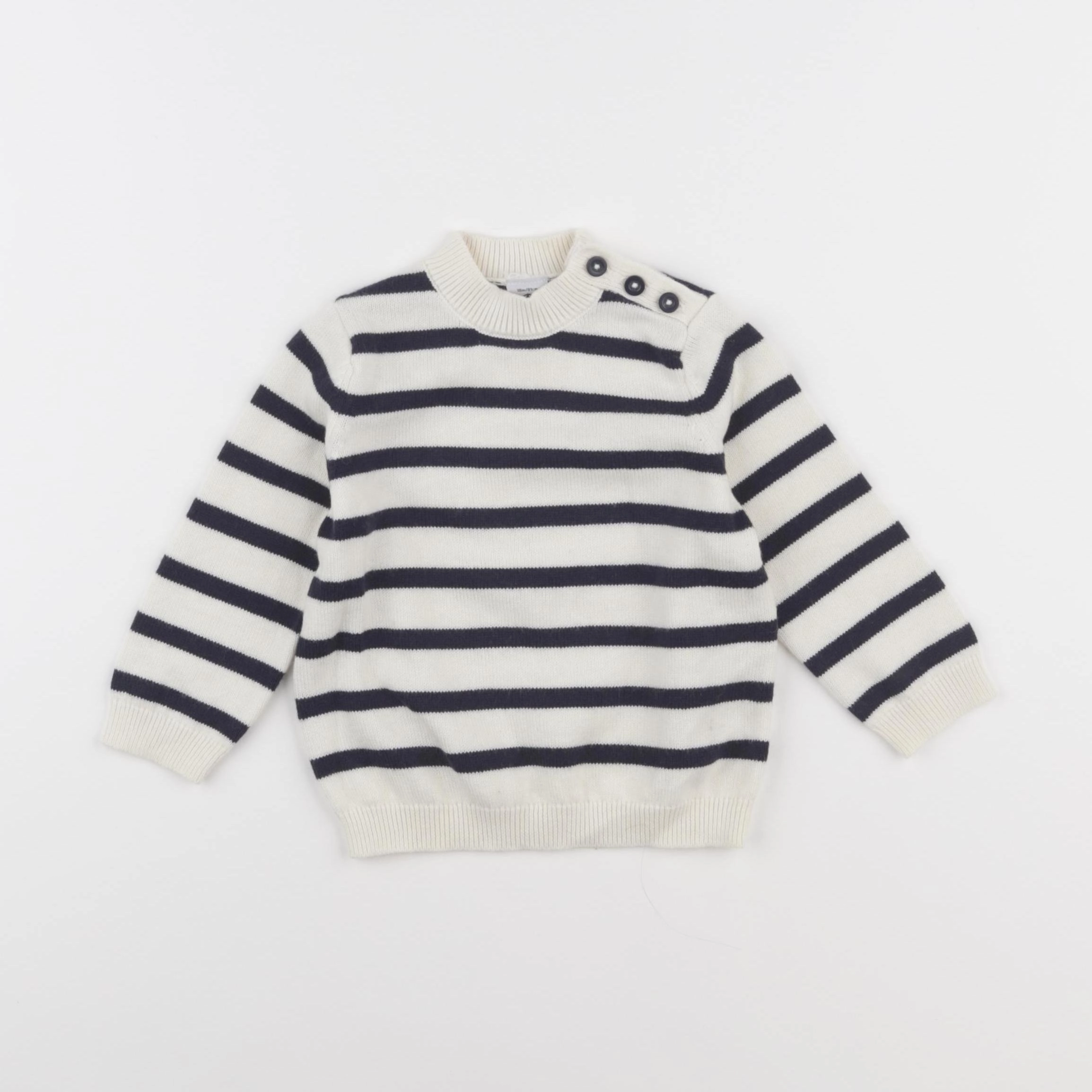 Petit Bateau - pull blanc, bleu - 18 mois
