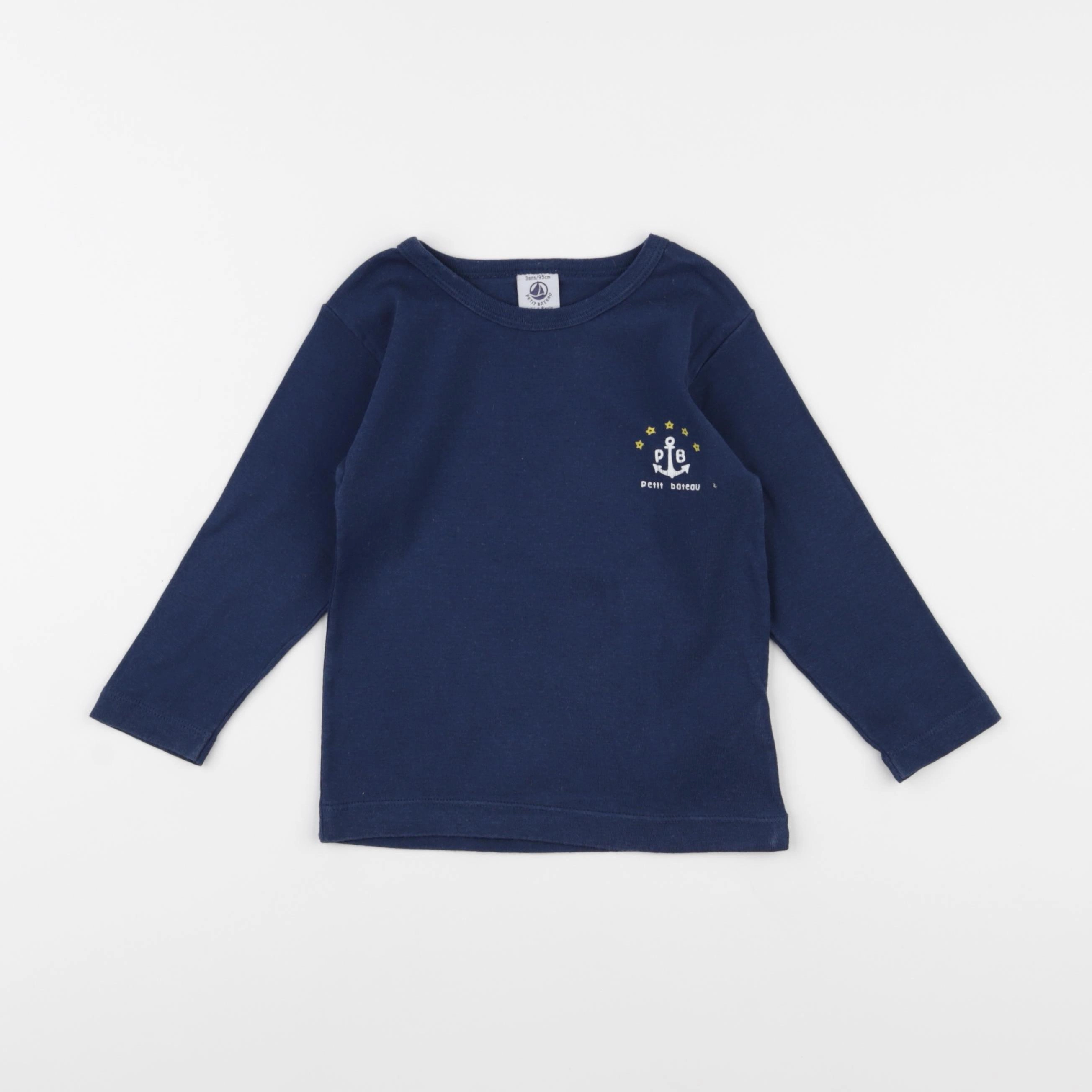 Petit Bateau - maillot de corps bleu - 3 ans