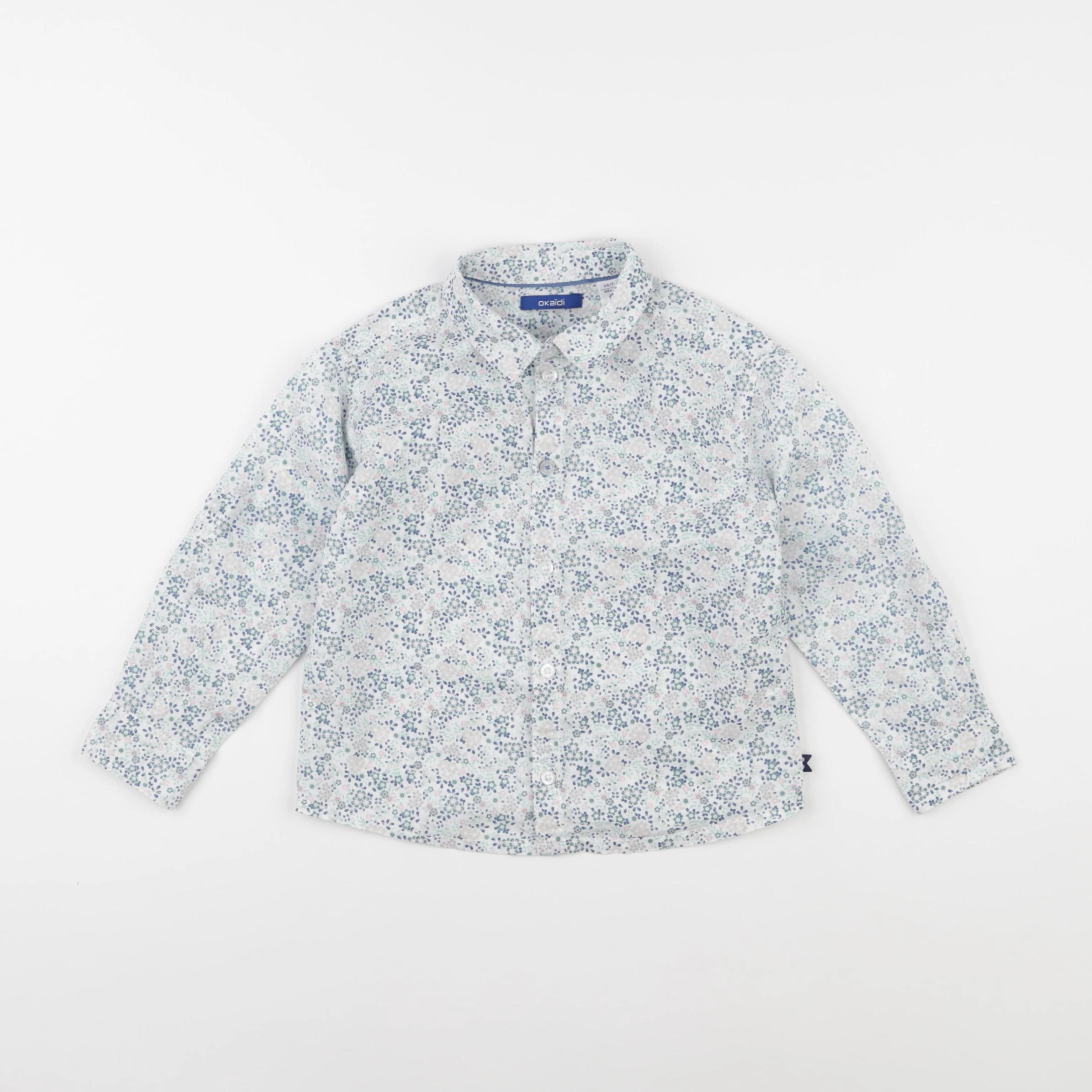 Okaidi - chemise bleu, vert - 3 ans