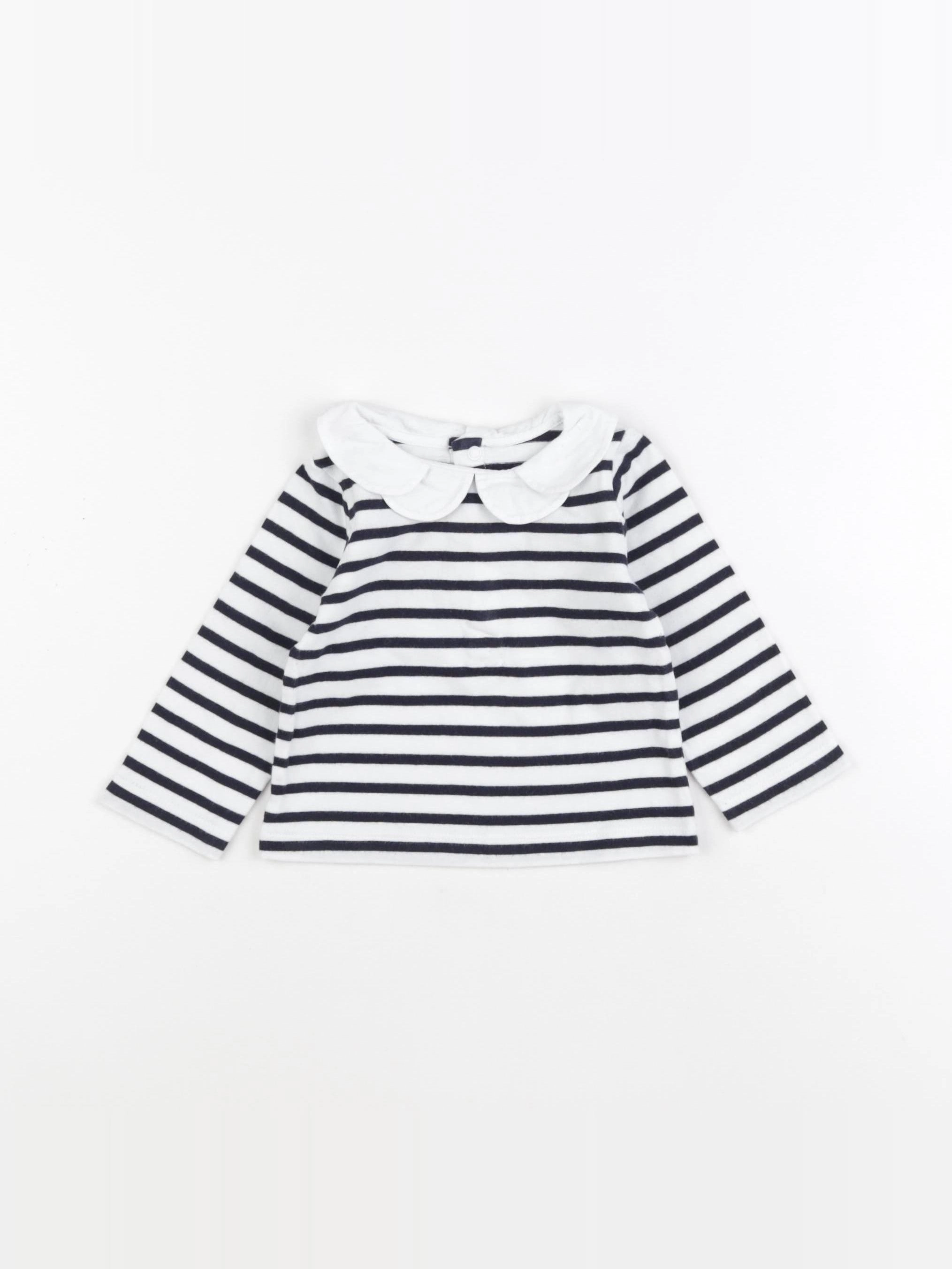 Jacadi - tee-shirt blanc, bleu - 12 mois