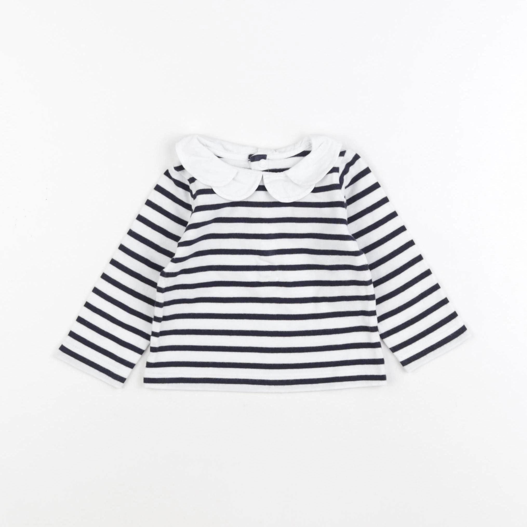 Jacadi - tee-shirt blanc, bleu - 12 mois