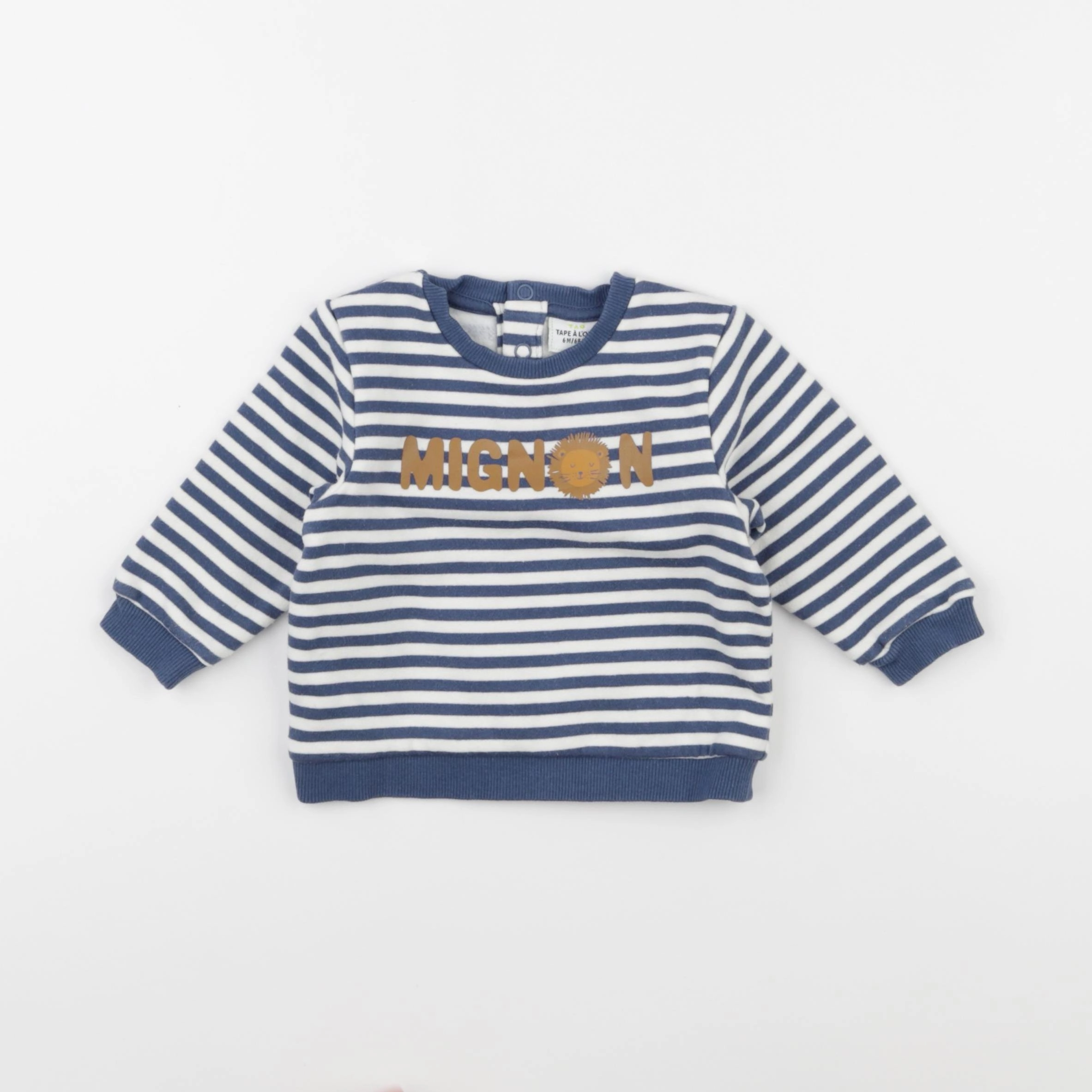 Tape à l'oeil - sweat blanc, bleu - 6 mois