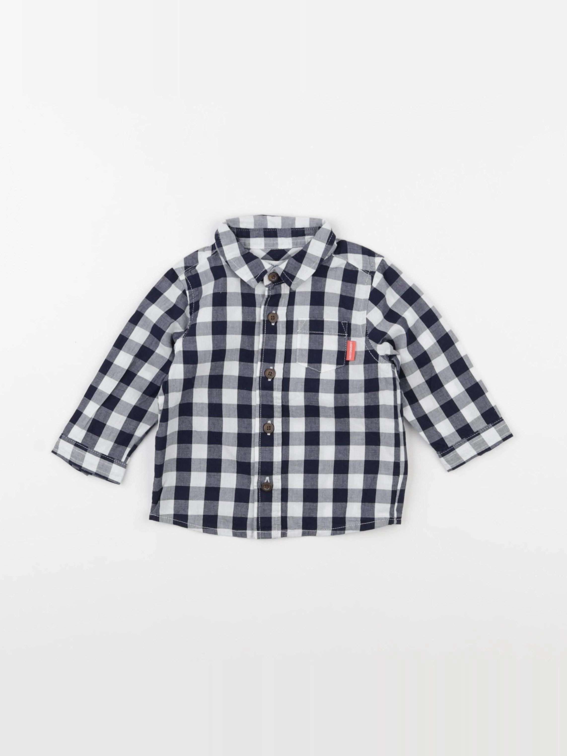Vertbaudet - chemise blanc, bleu - 6 mois