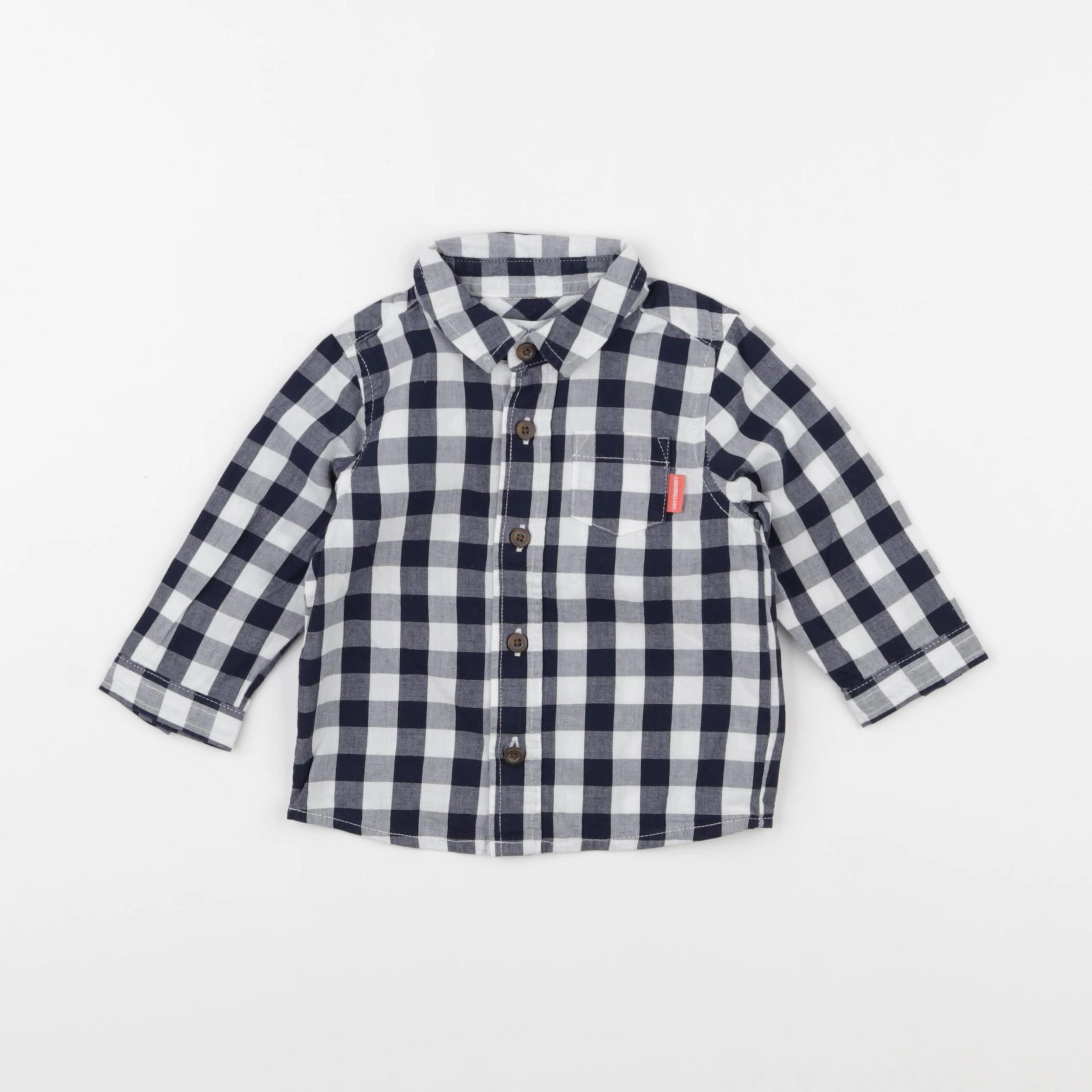 Vertbaudet - chemise blanc, bleu - 6 mois