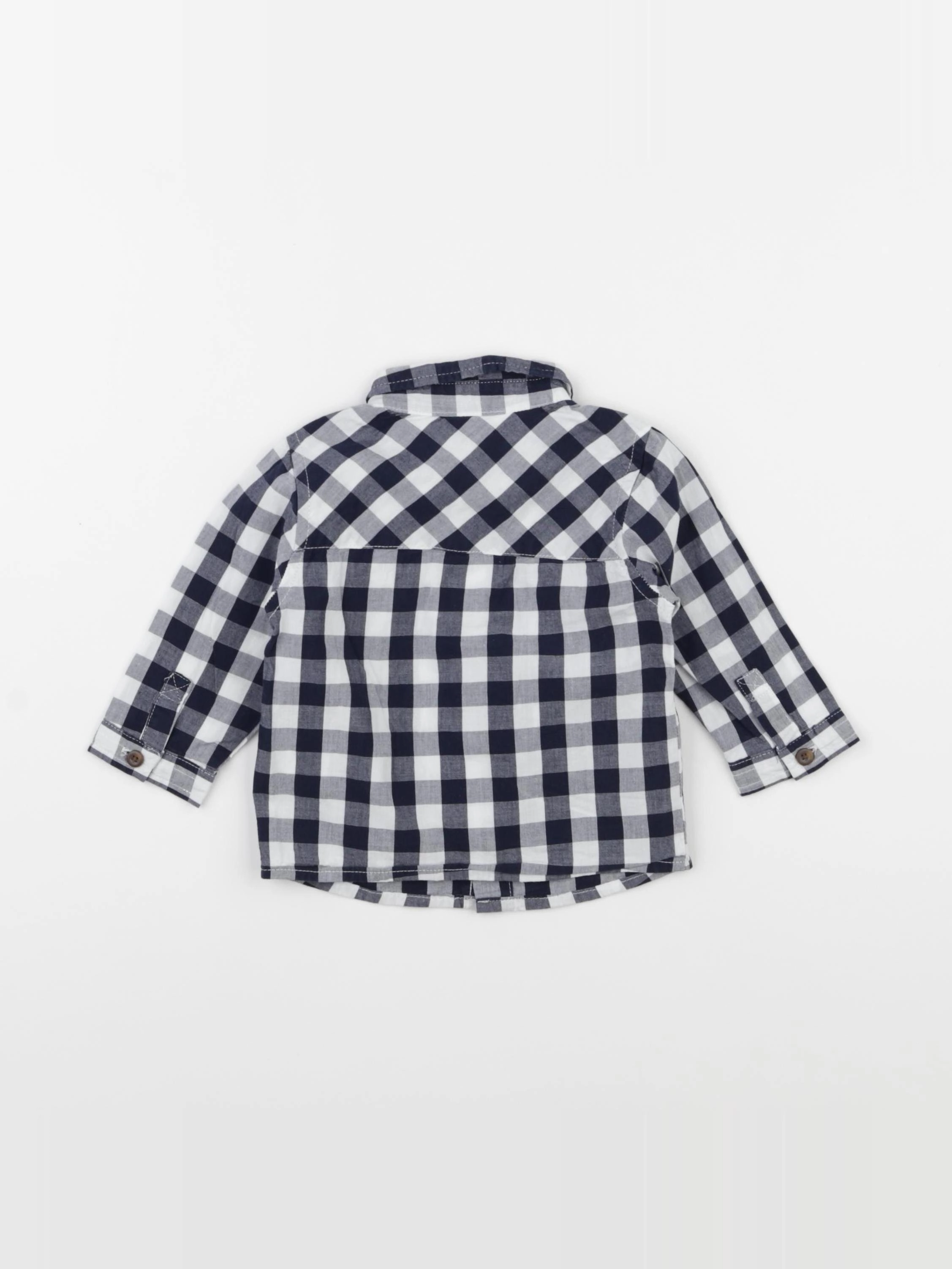 Vertbaudet - chemise blanc, bleu - 6 mois