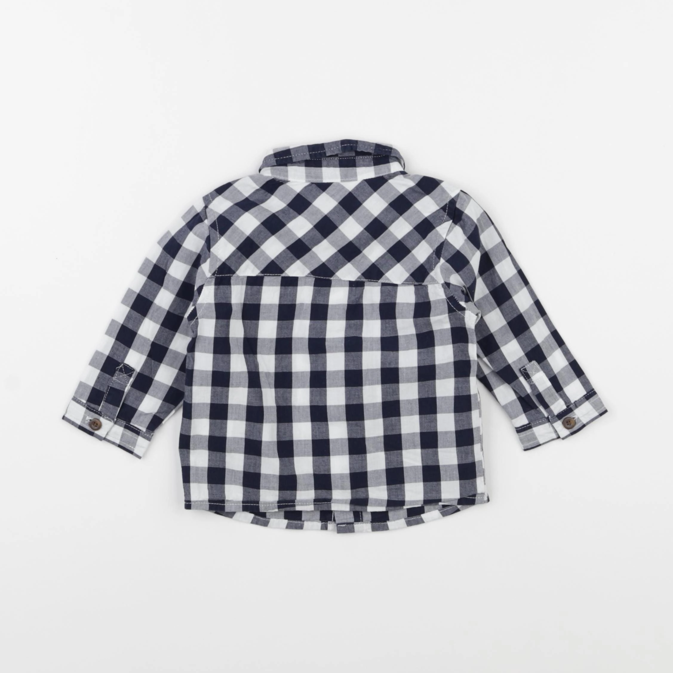Vertbaudet - chemise blanc, bleu - 6 mois