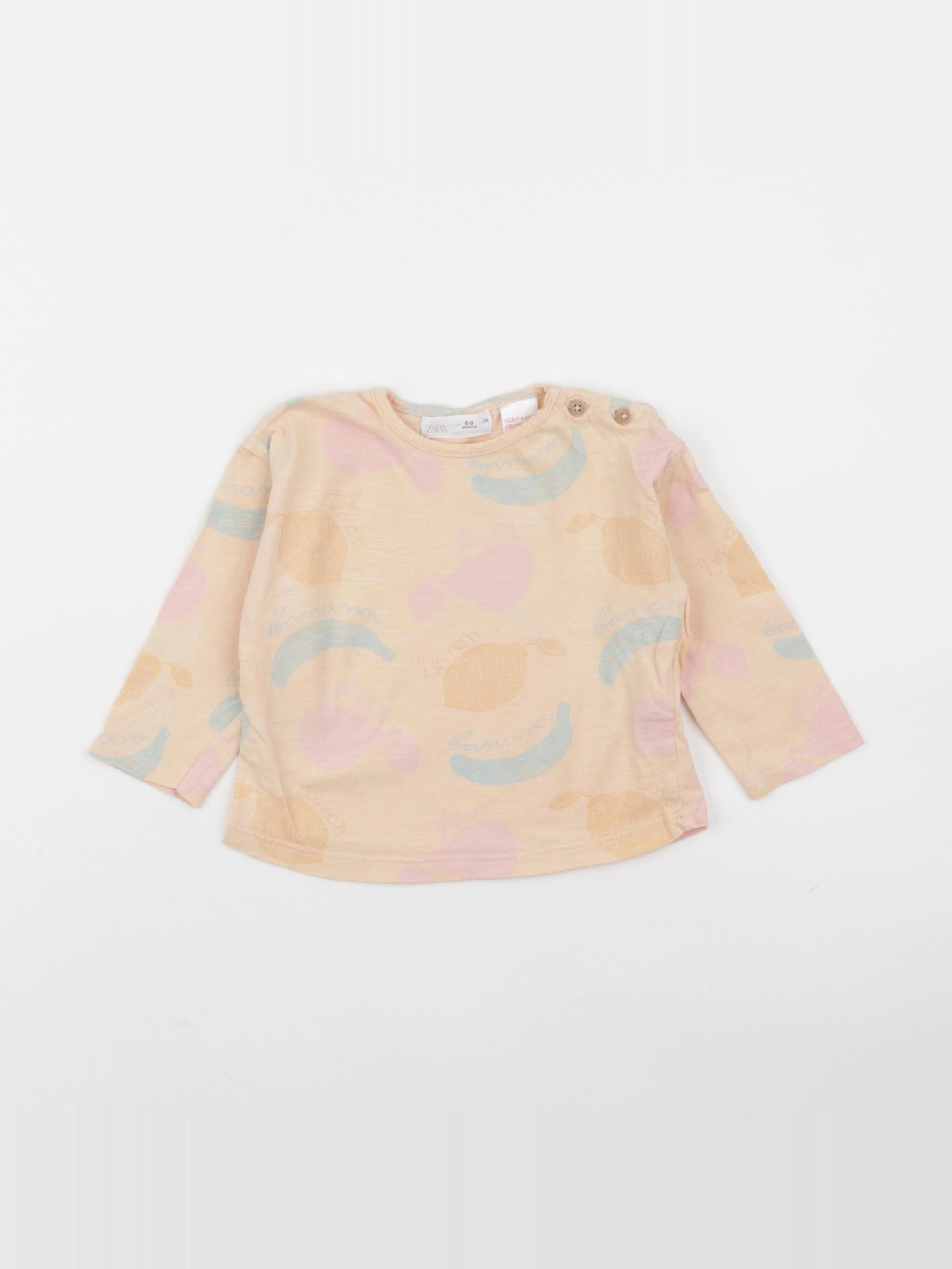 Zara - tee-shirt orange - 6/9 mois