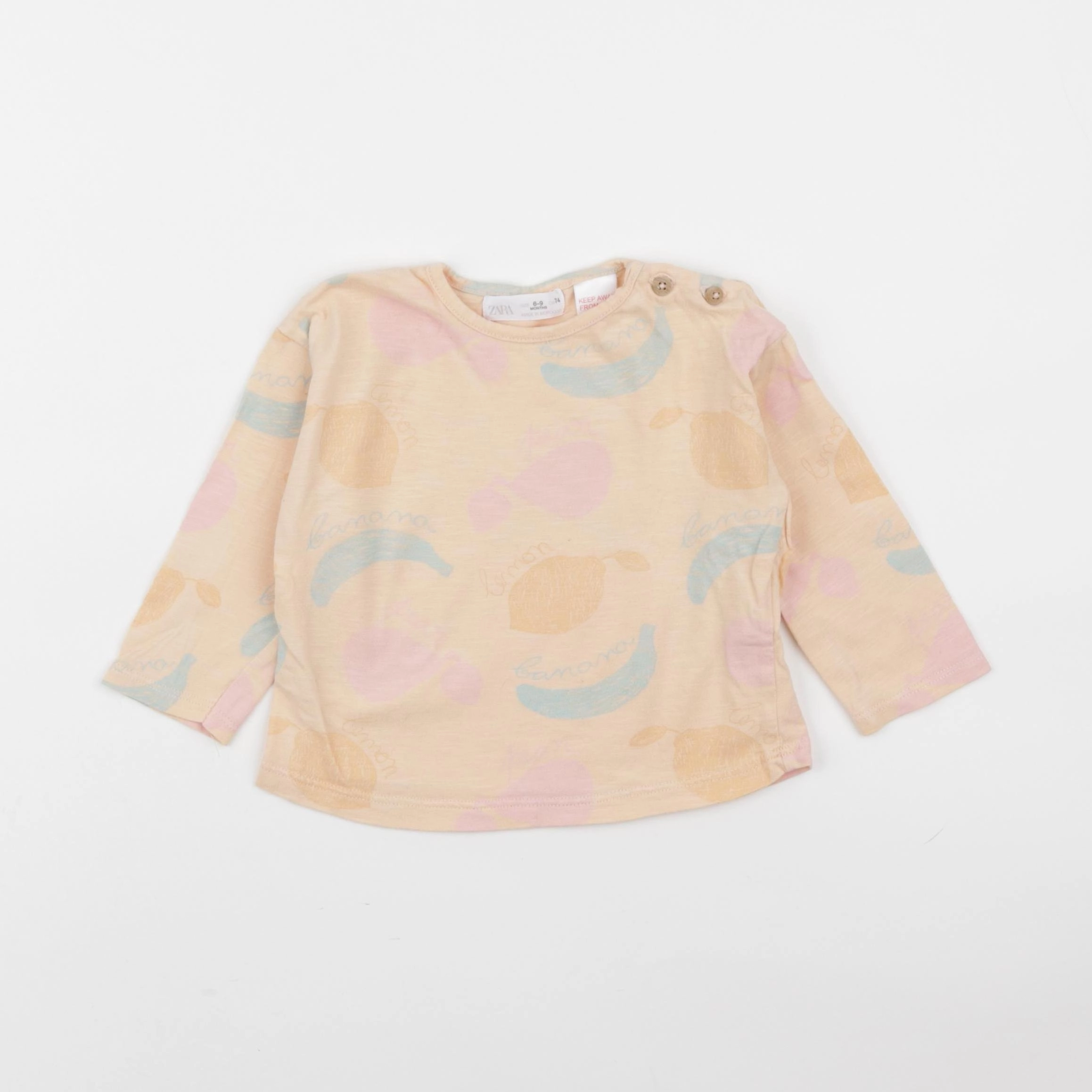 Zara - tee-shirt orange - 6/9 mois