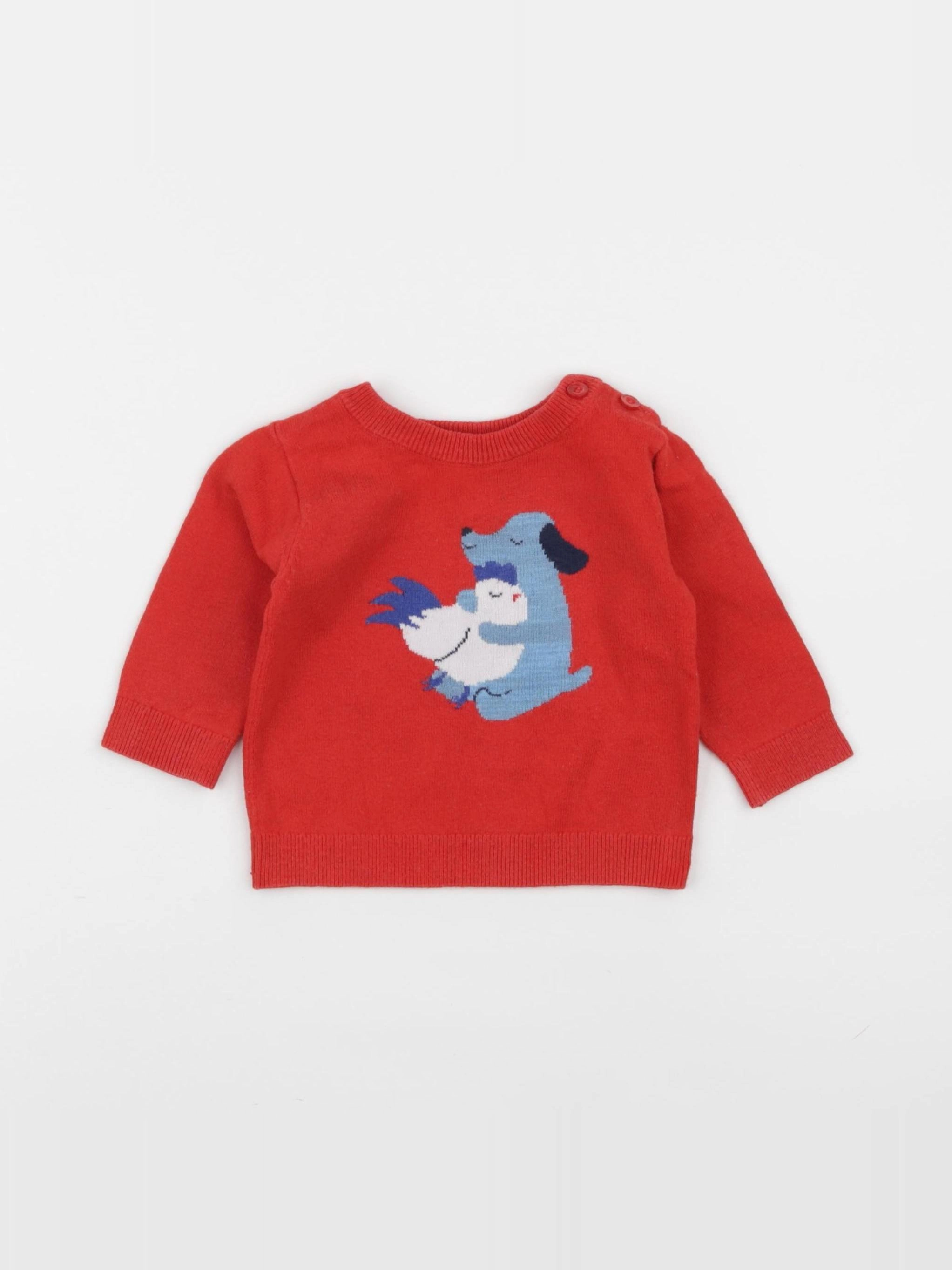 Jacadi - pull rouge - 6 mois