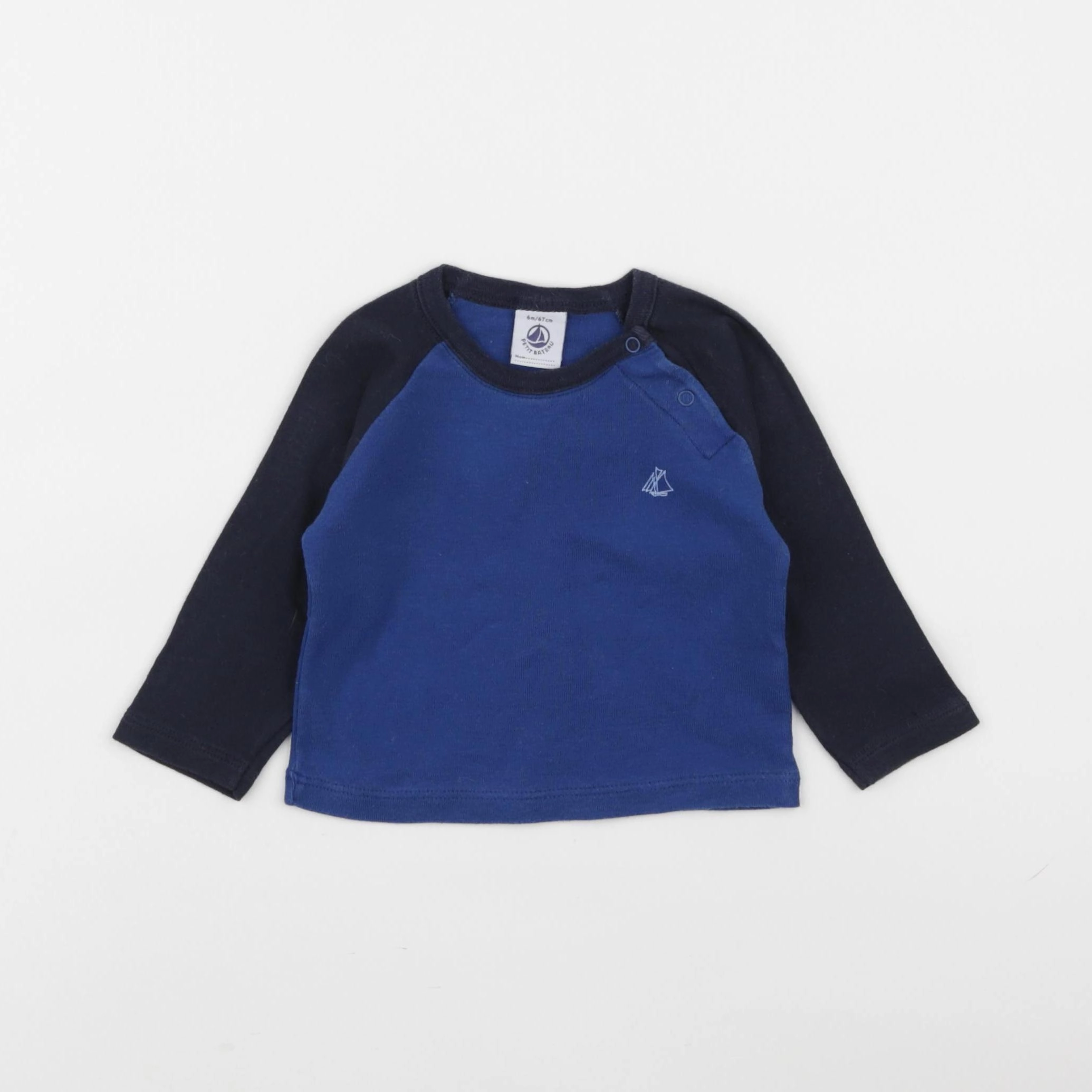 Petit Bateau - tee-shirt bleu - 6 mois