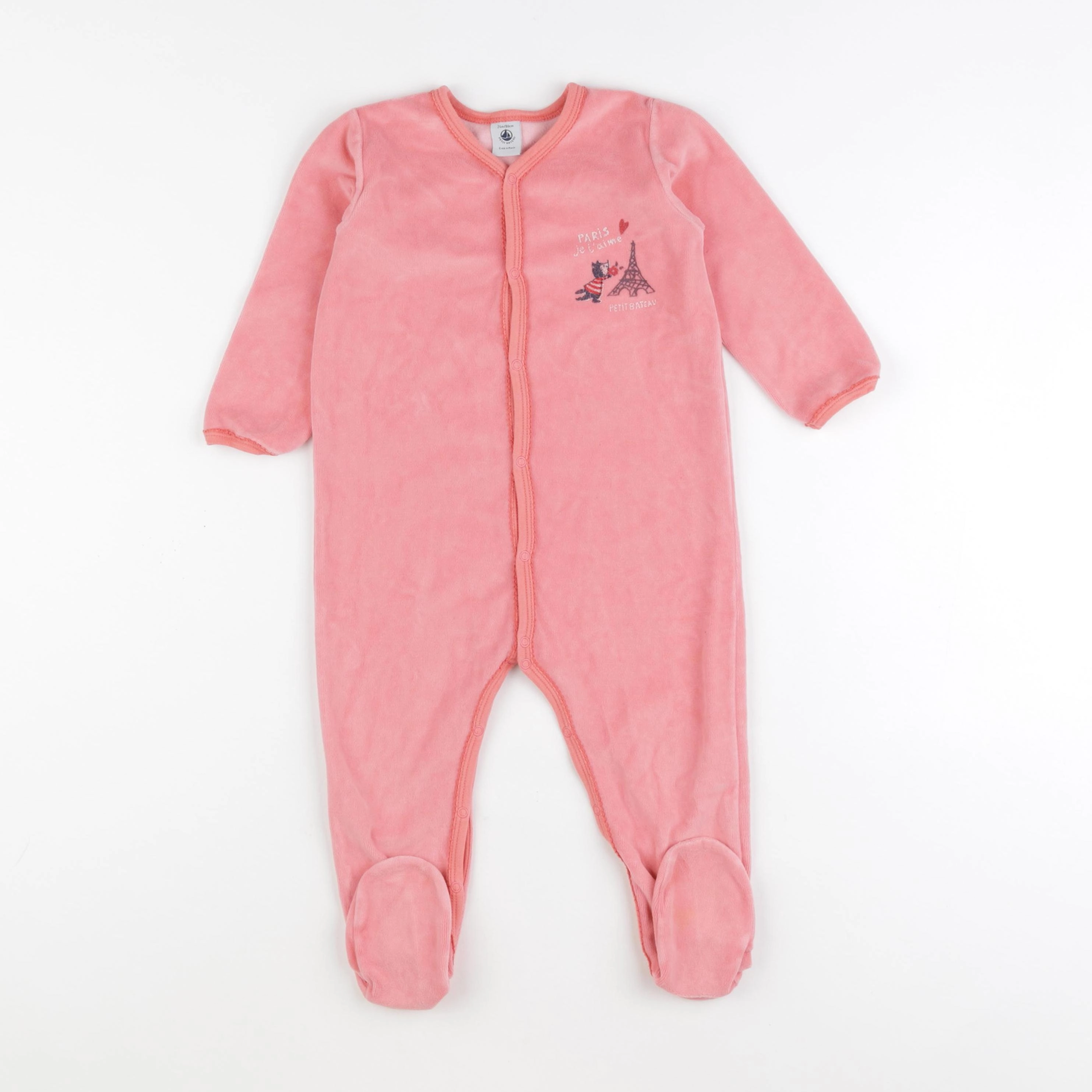 Petit Bateau - pyjama velours rose - 24 mois