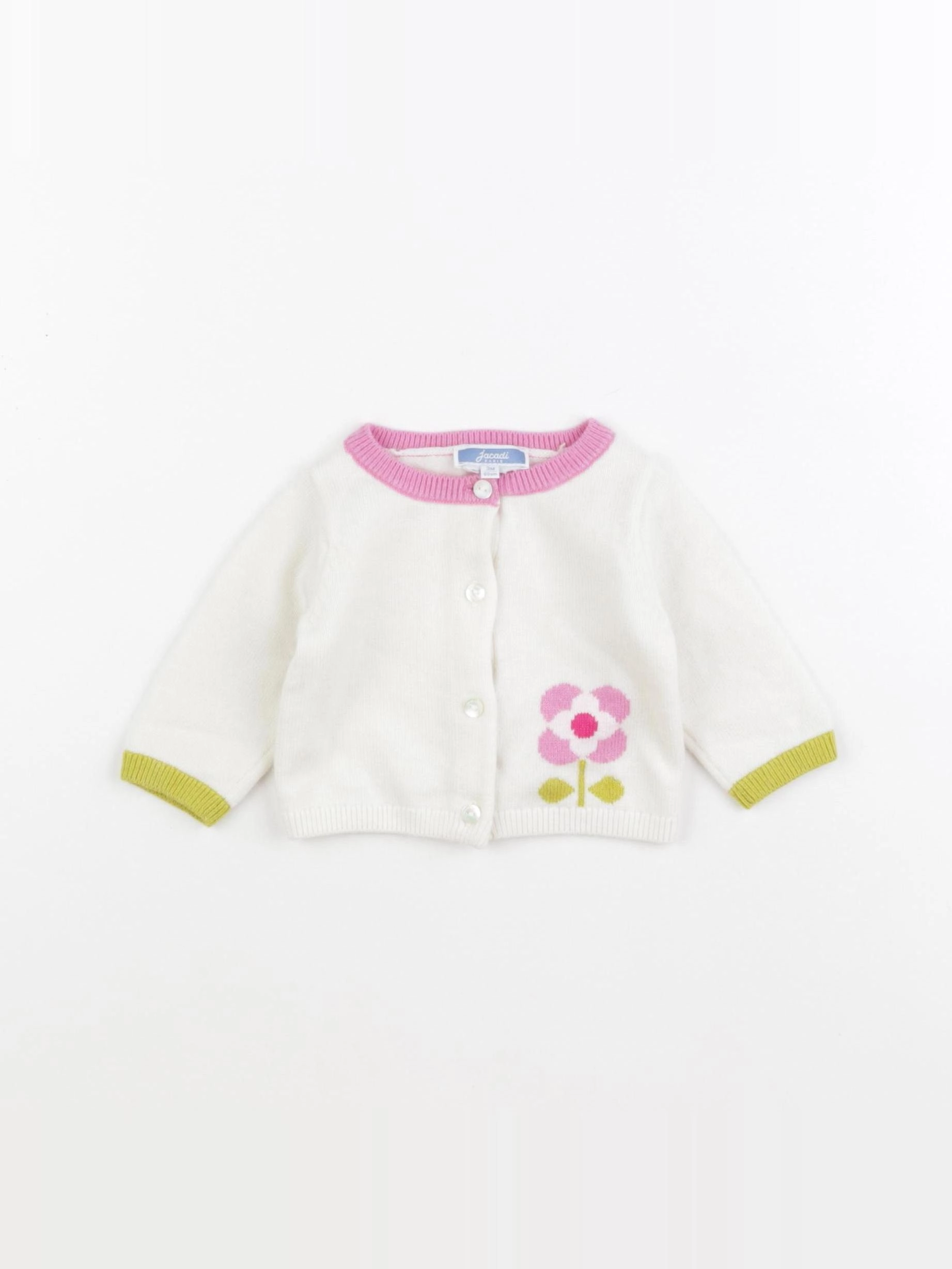 Jacadi - gilet rose, beige - 3 mois