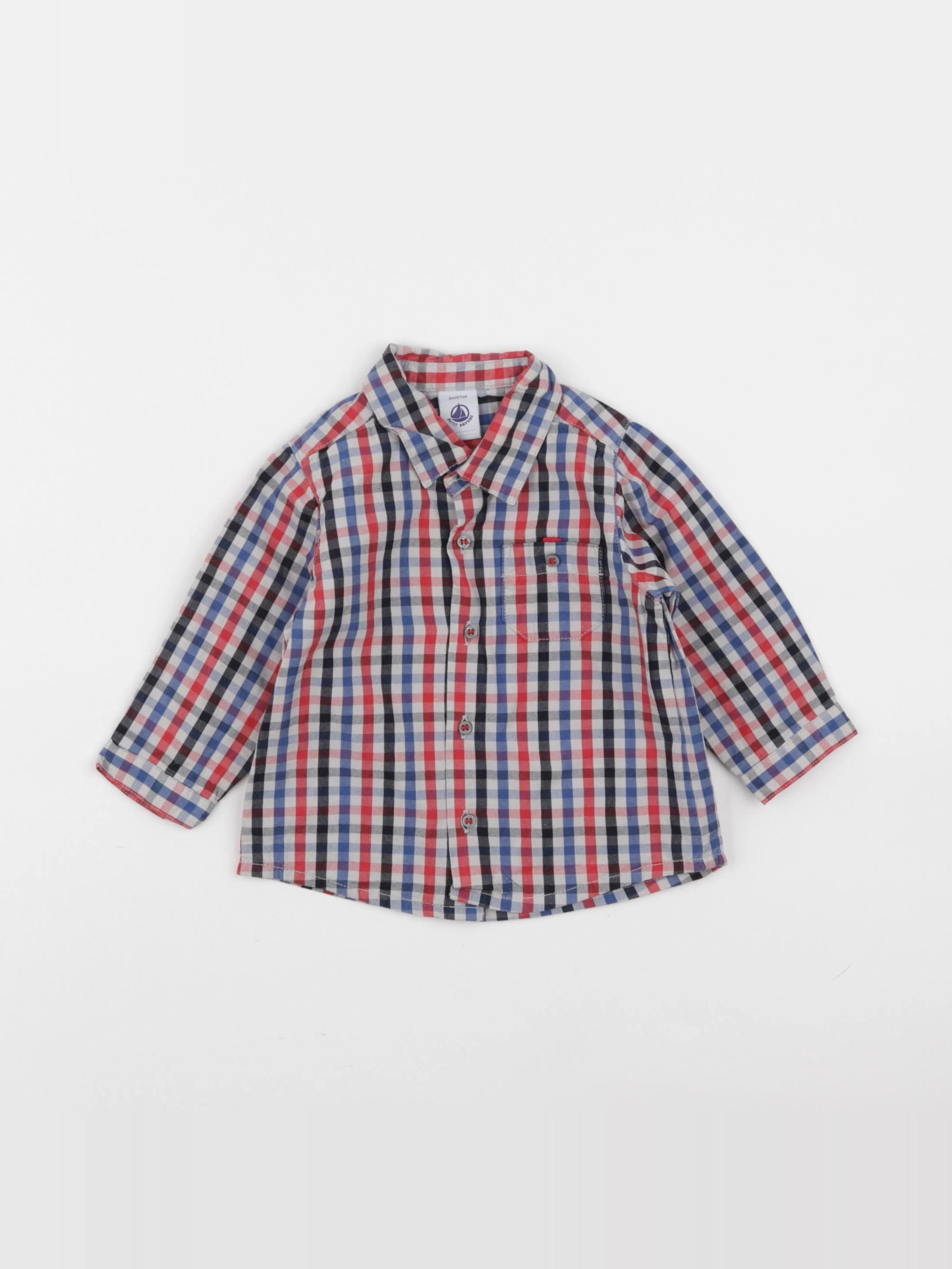 Petit Bateau - chemise bleu - 6 mois