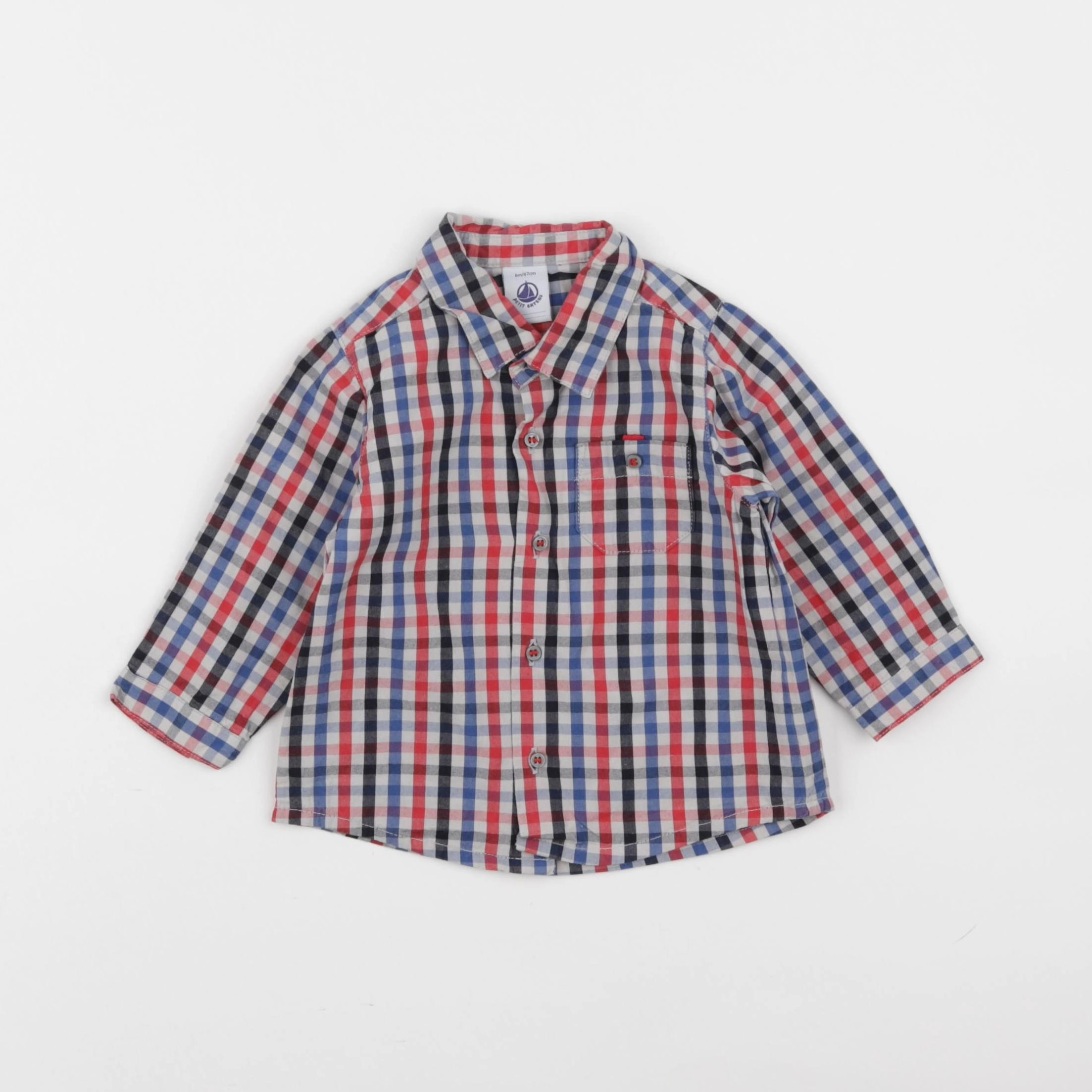 Petit Bateau - chemise bleu - 6 mois