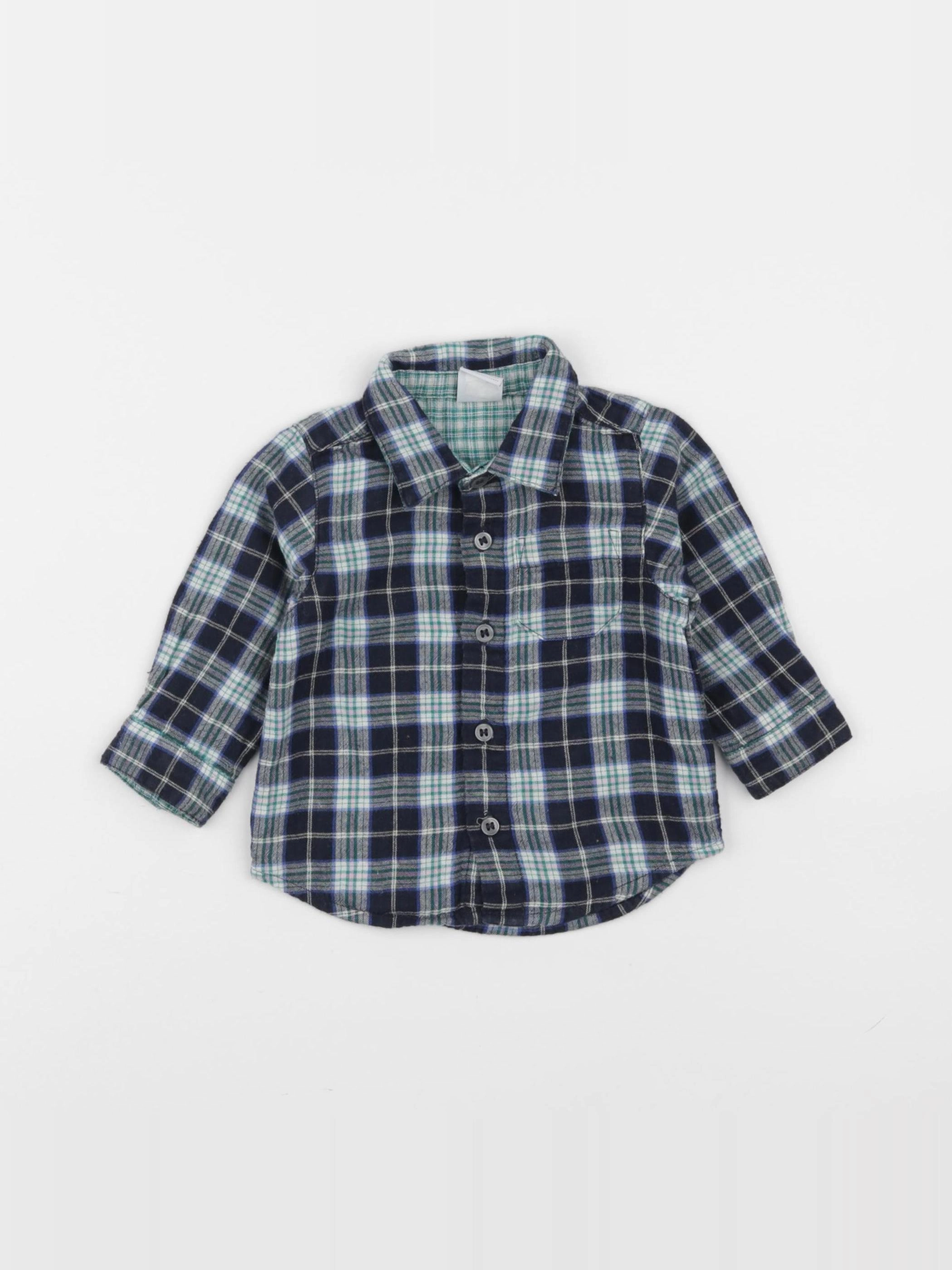 Petit Bateau - chemise bleu - 6 mois