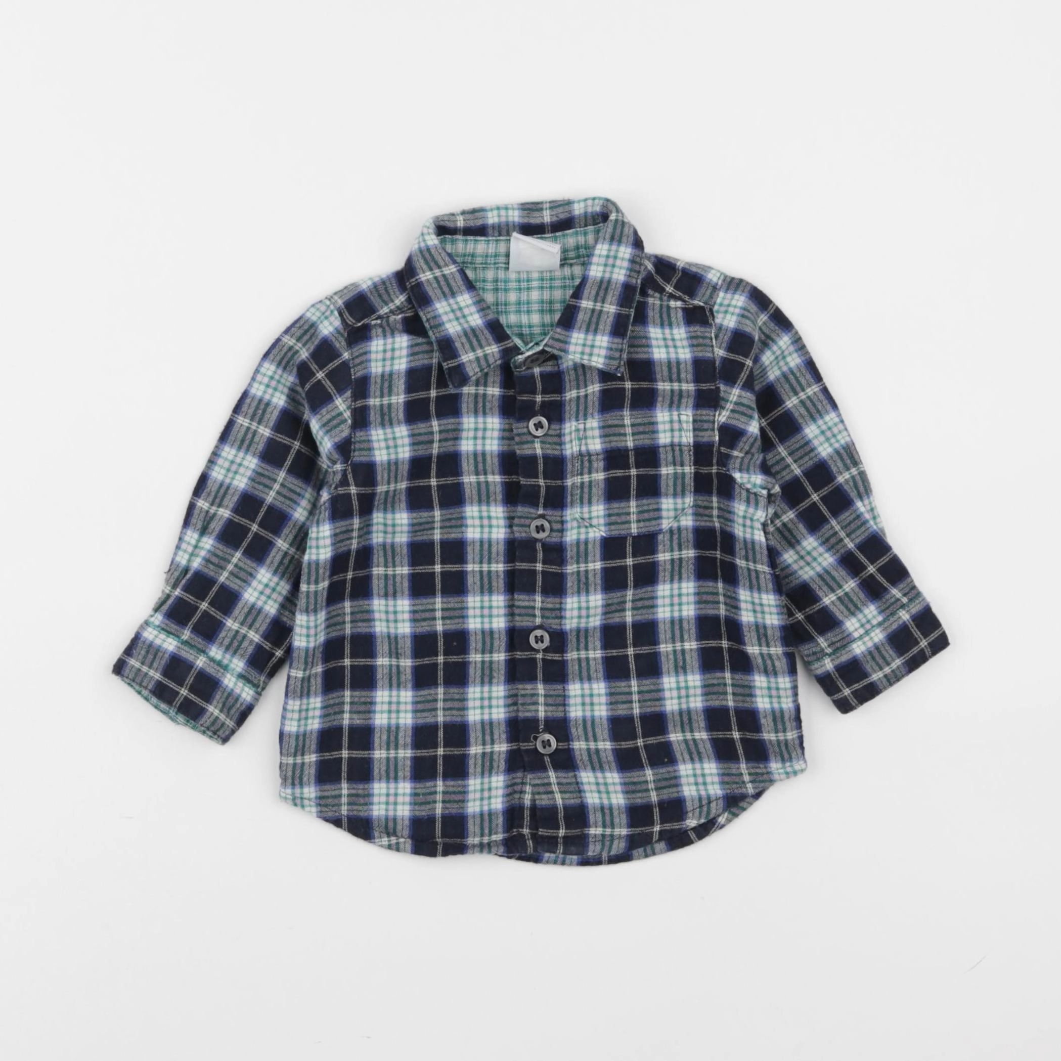Petit Bateau - chemise bleu - 6 mois