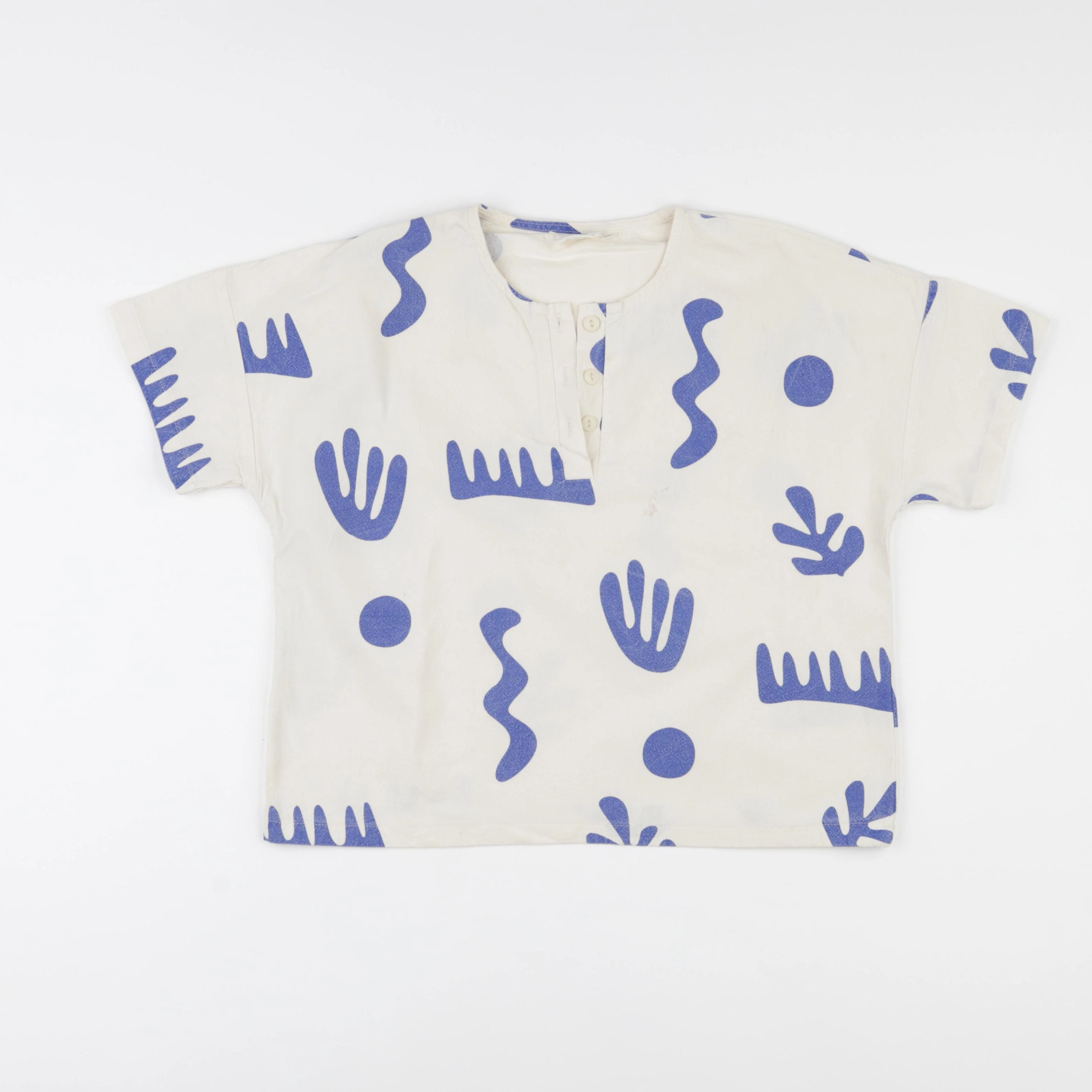 Gamin gamine - blouse blanc, bleu - 5/6 ans