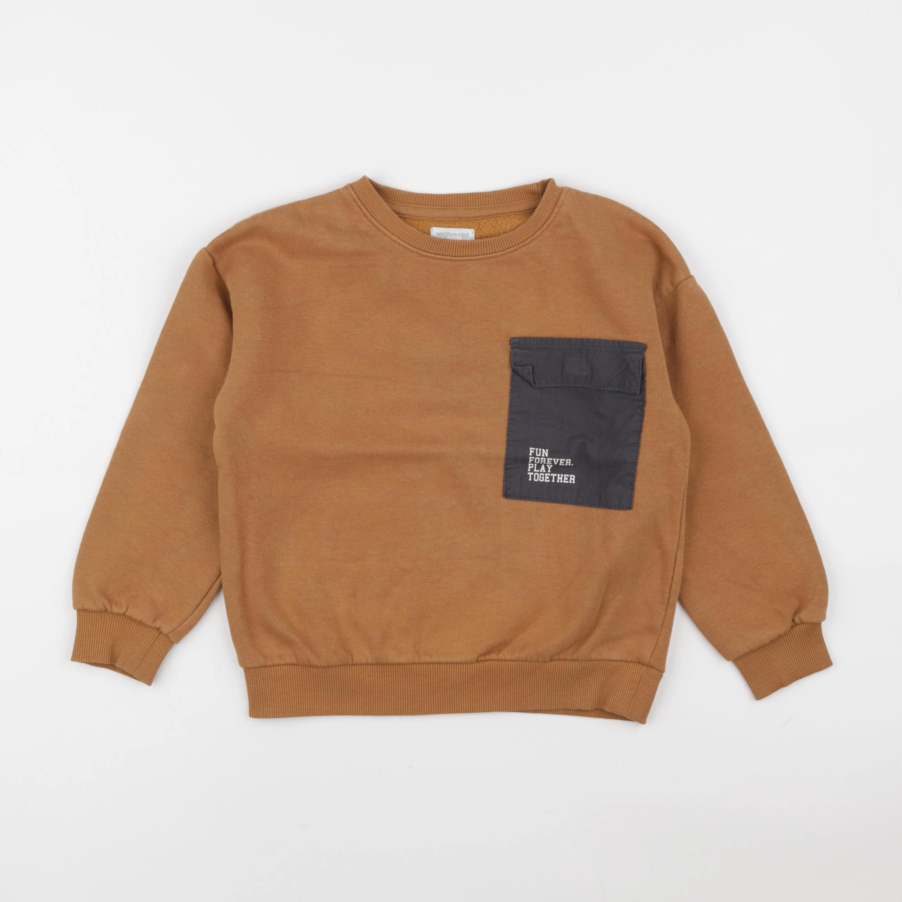 Vertbaudet - sweat marron - 6 ans