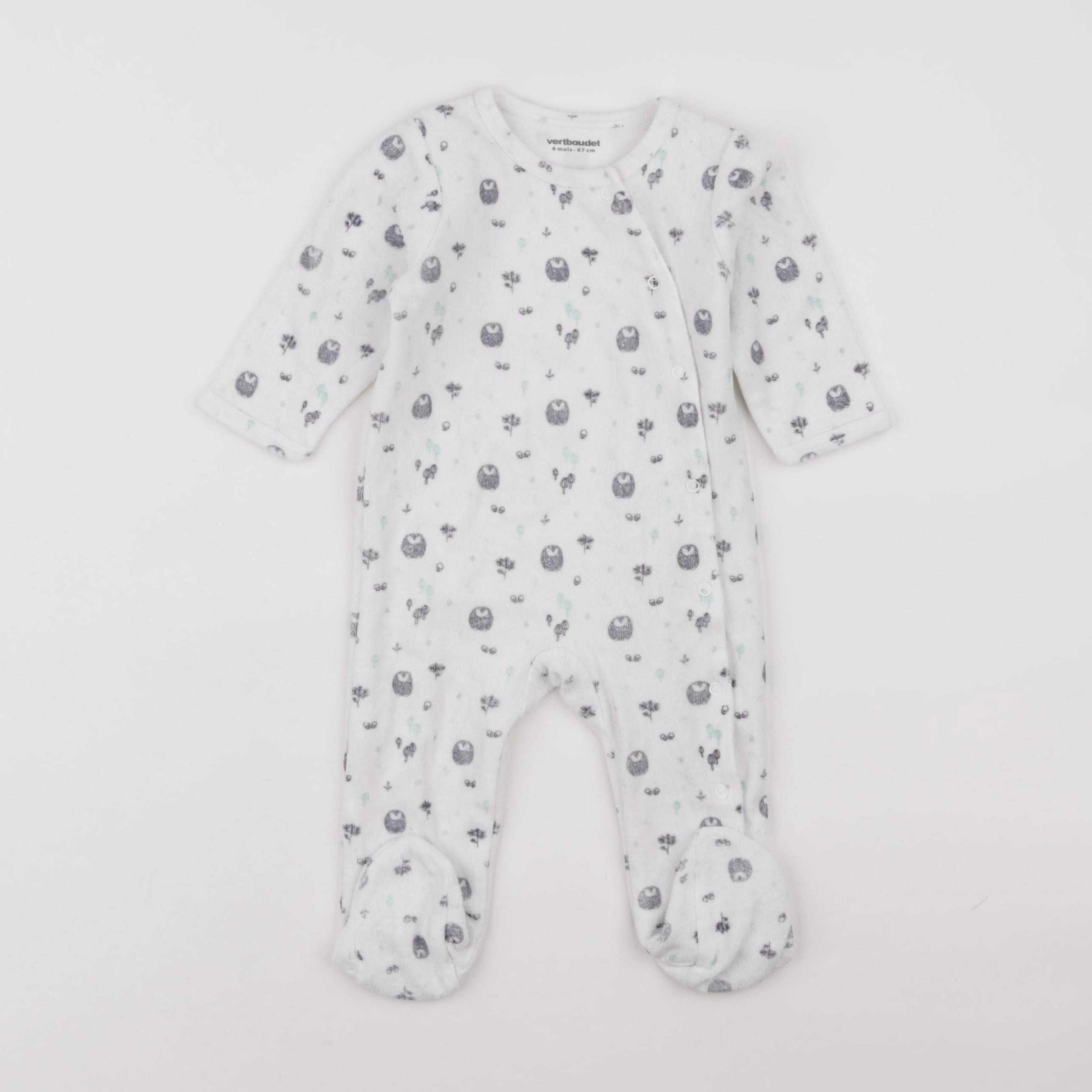 Vertbaudet - pyjama velours blanc, bleu - 6 mois