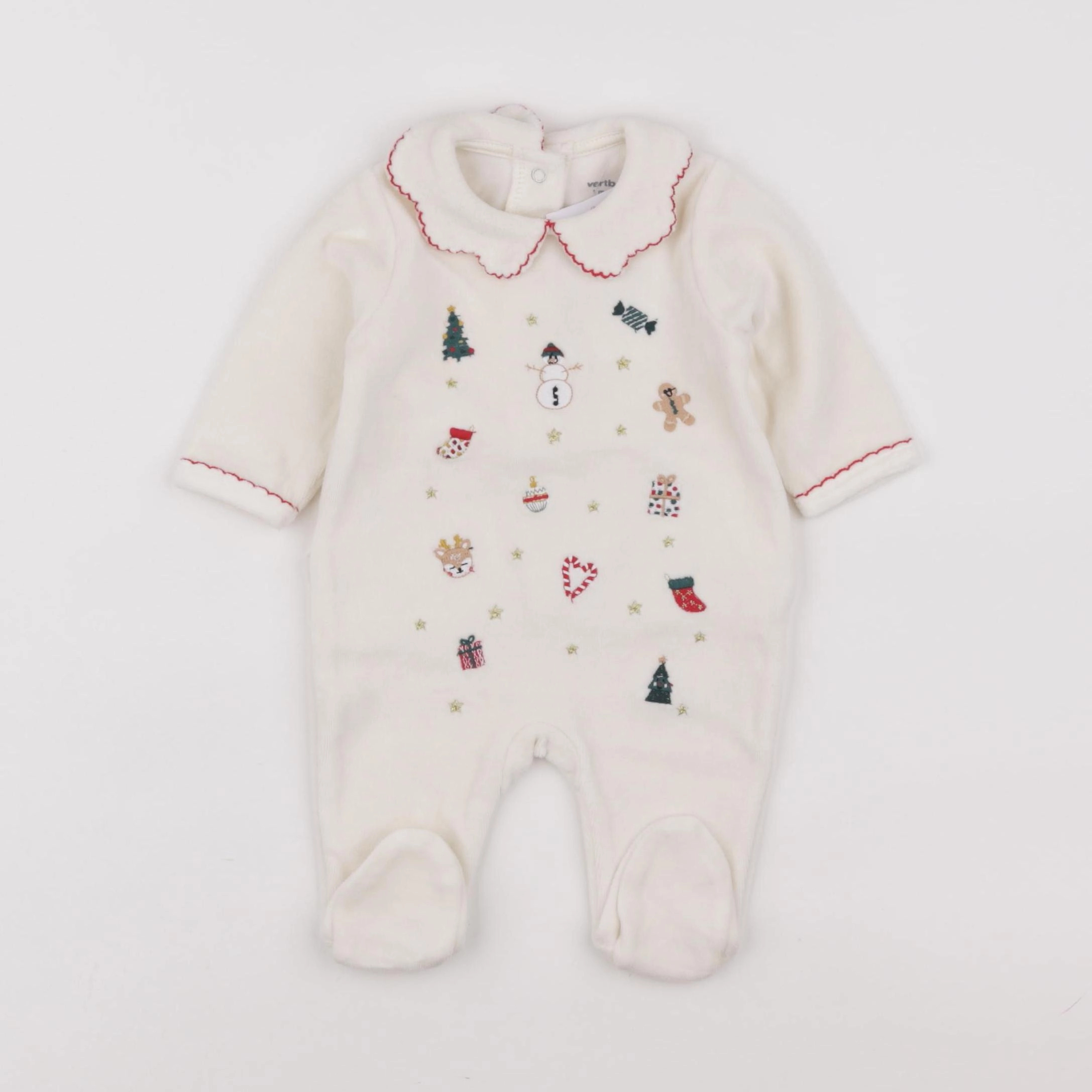 Vertbaudet - pyjama velours beige - 1 mois