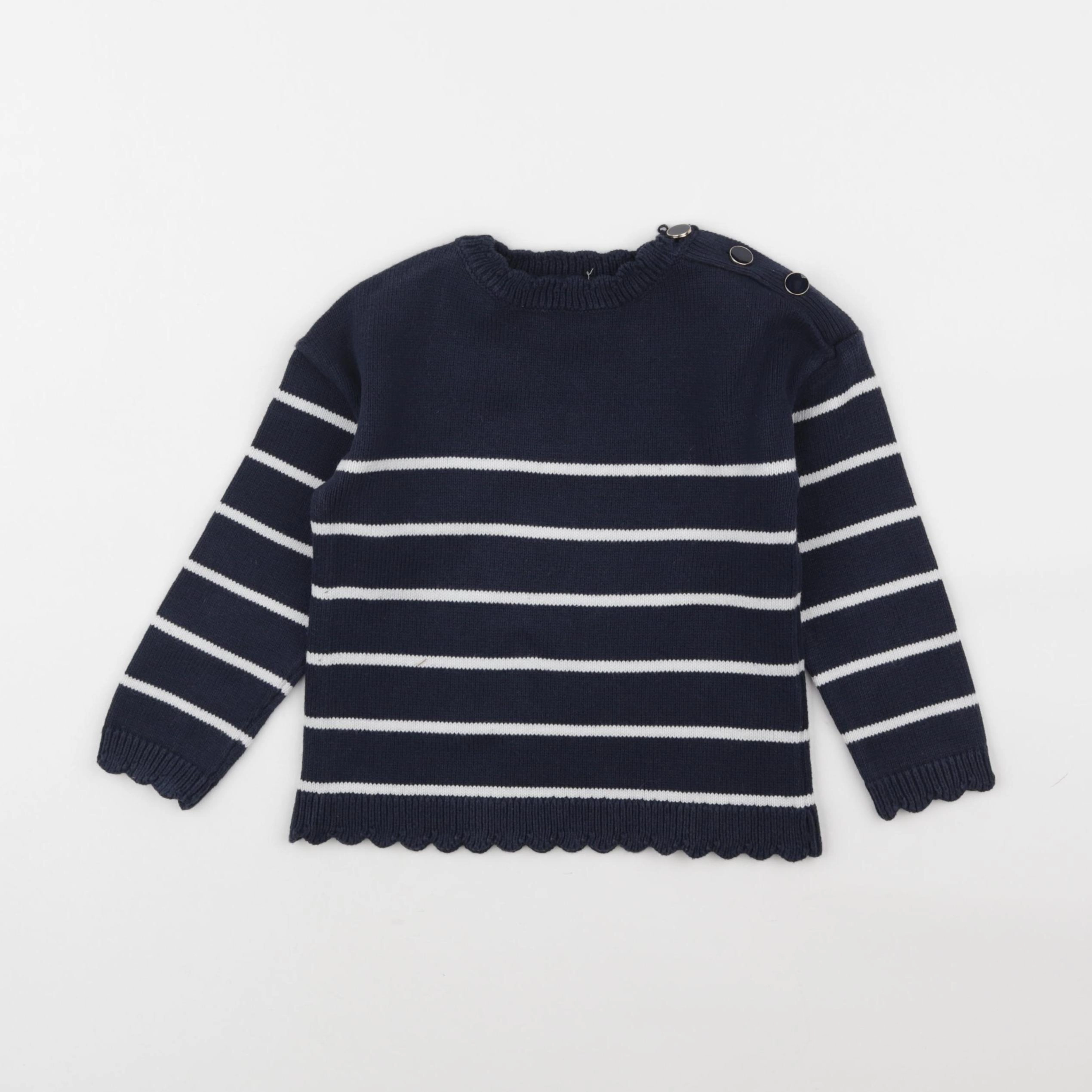 Vertbaudet - pull blanc, bleu - 4 ans