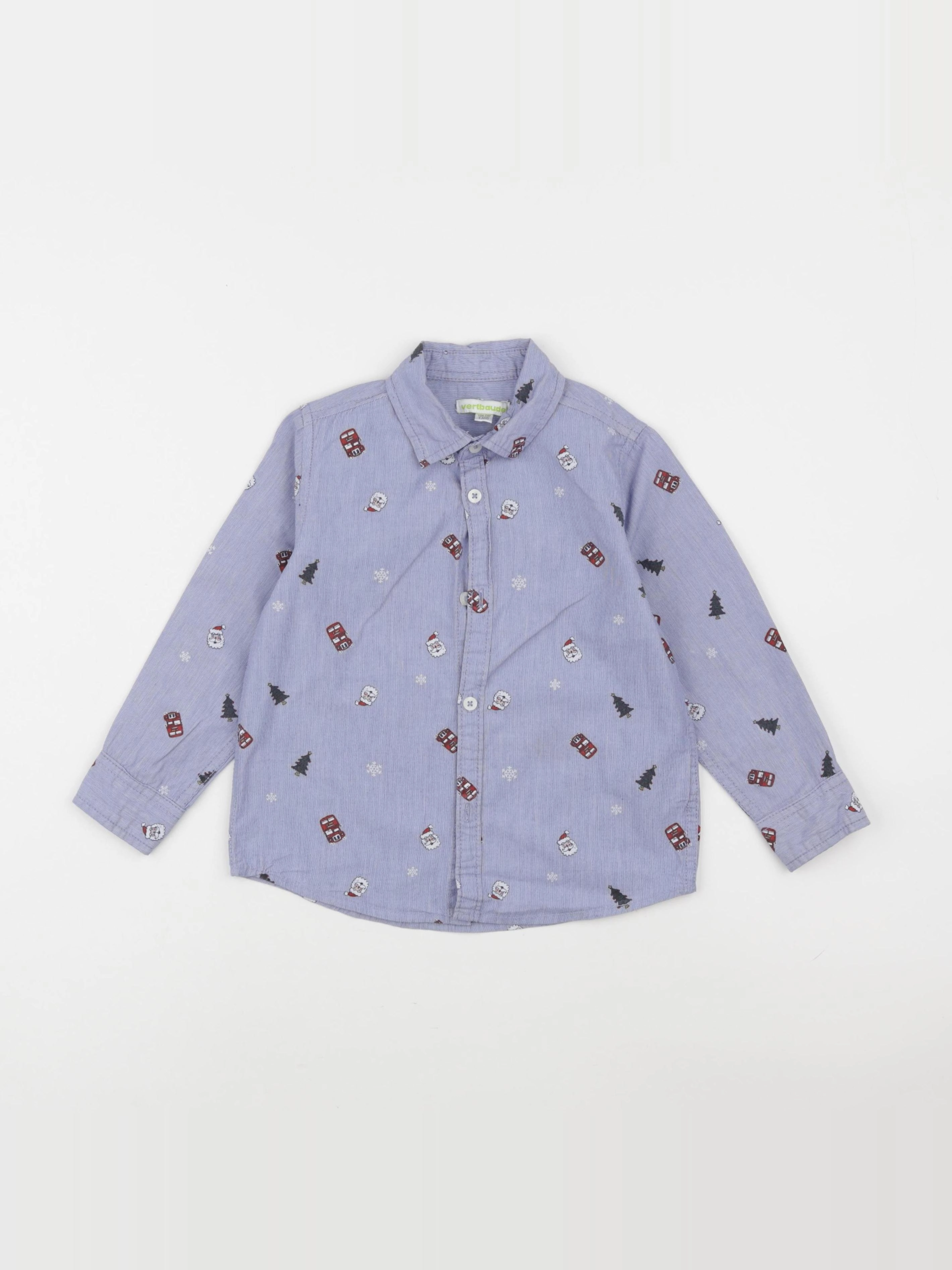 Vertbaudet - chemise blanc, bleu - 4 ans