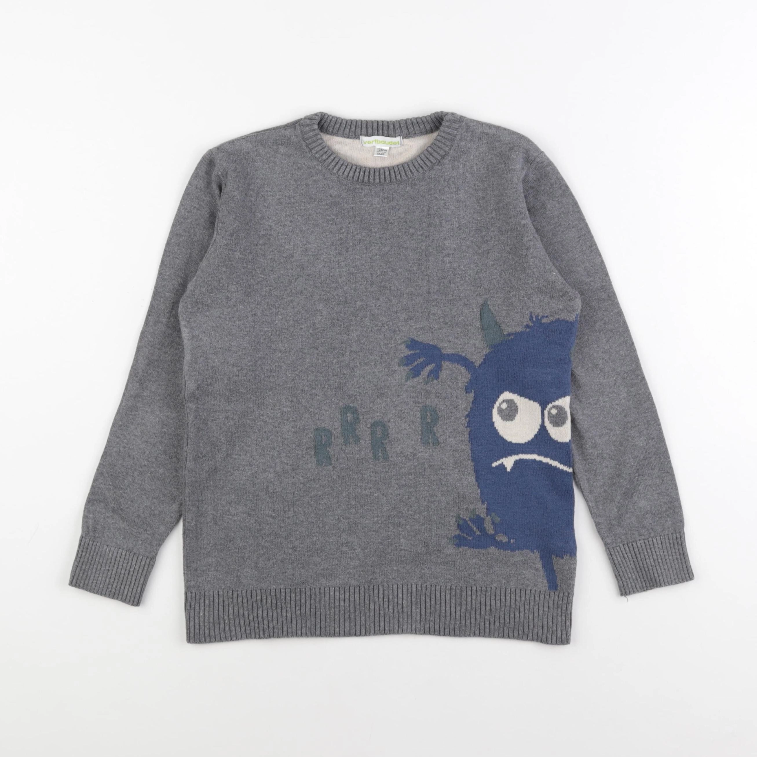 Vertbaudet - pull gris - 8 ans