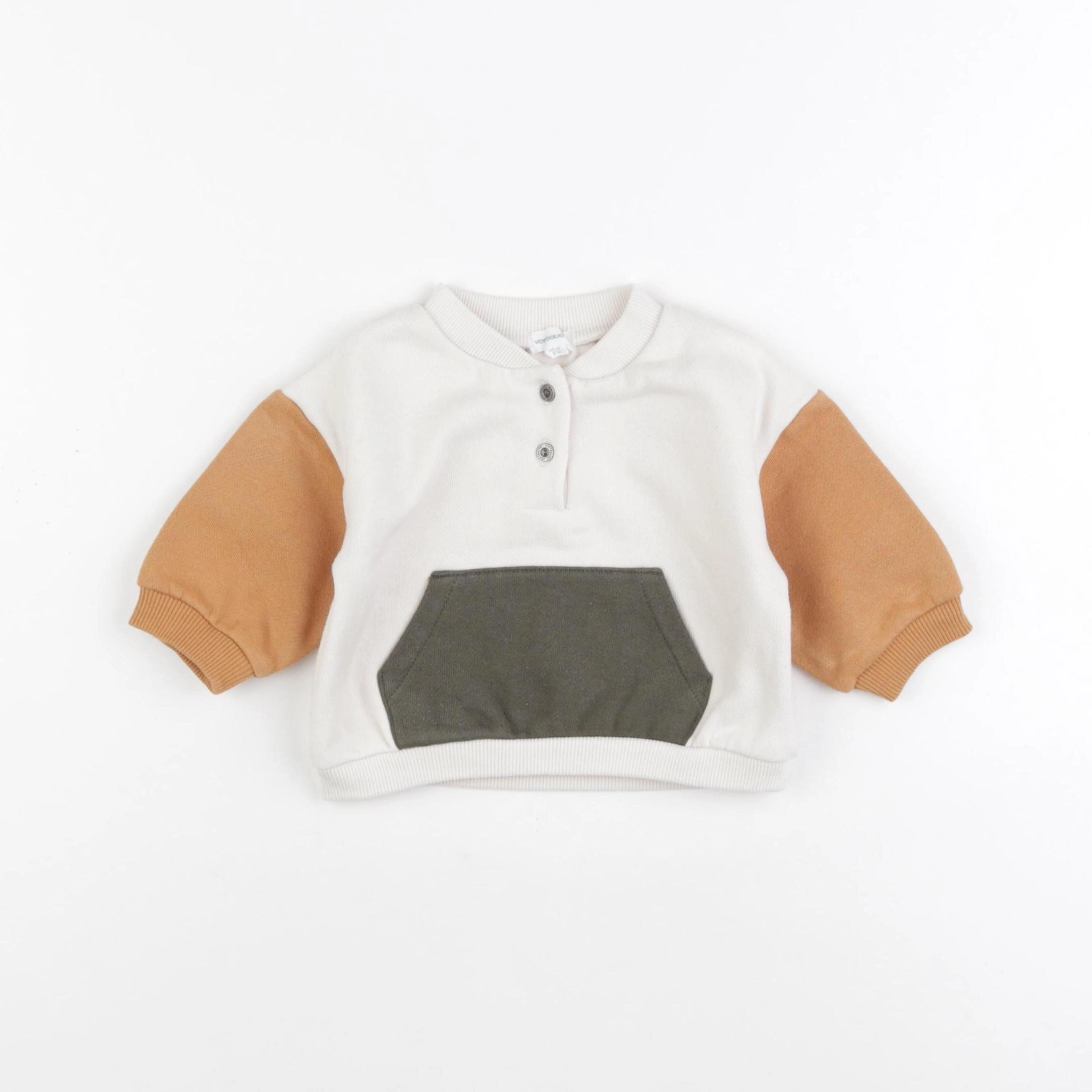 Vertbaudet - sweat beige, marron - 6 mois