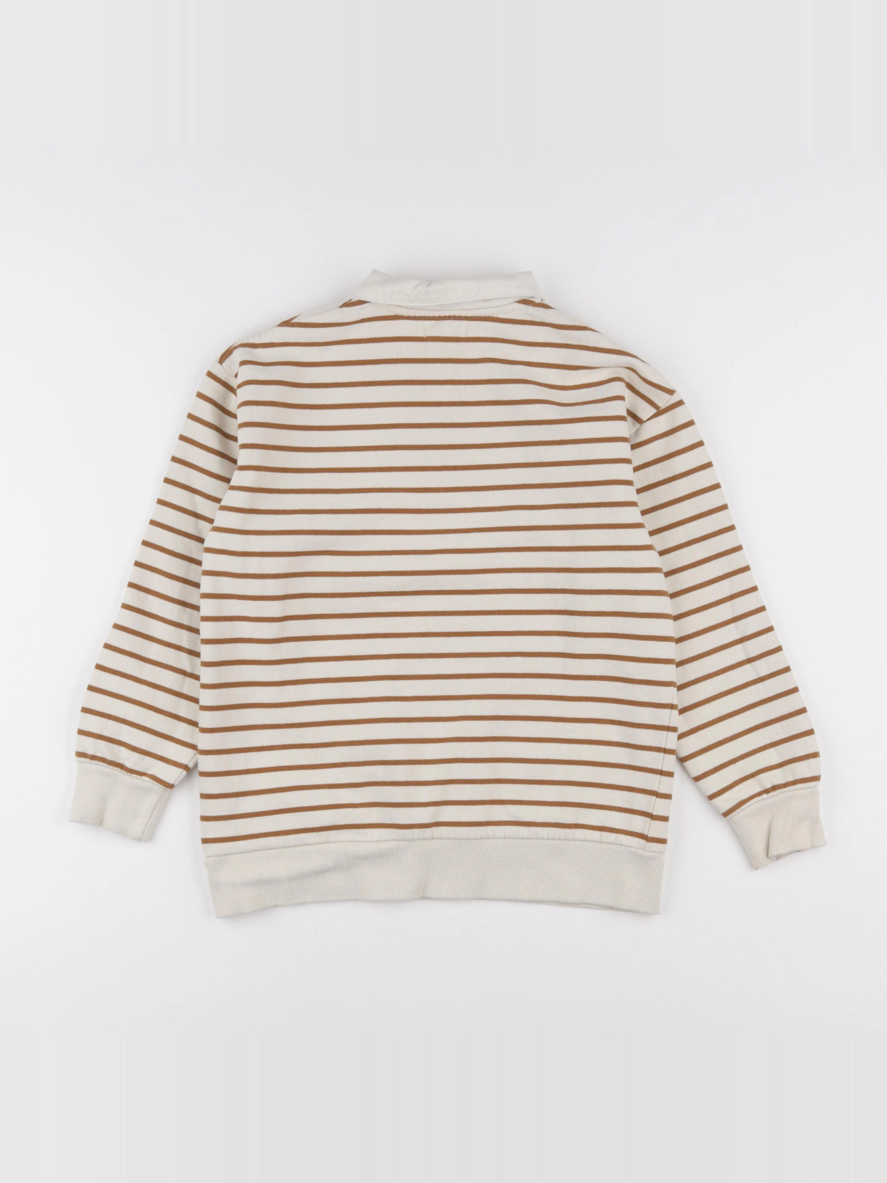 Vertbaudet - sweat blanc, marron - 10 ans