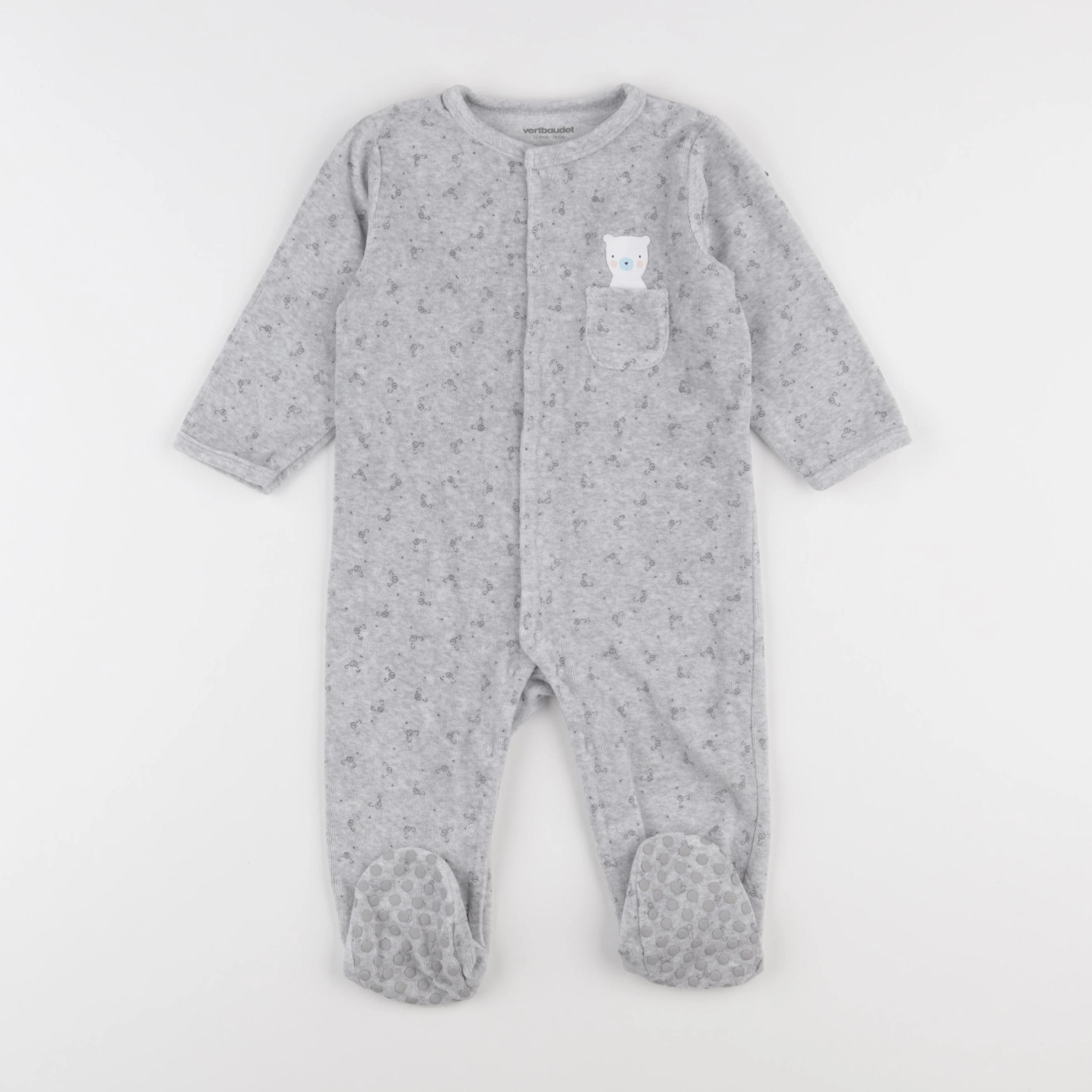 Vertbaudet - pyjama velours gris - 12 mois