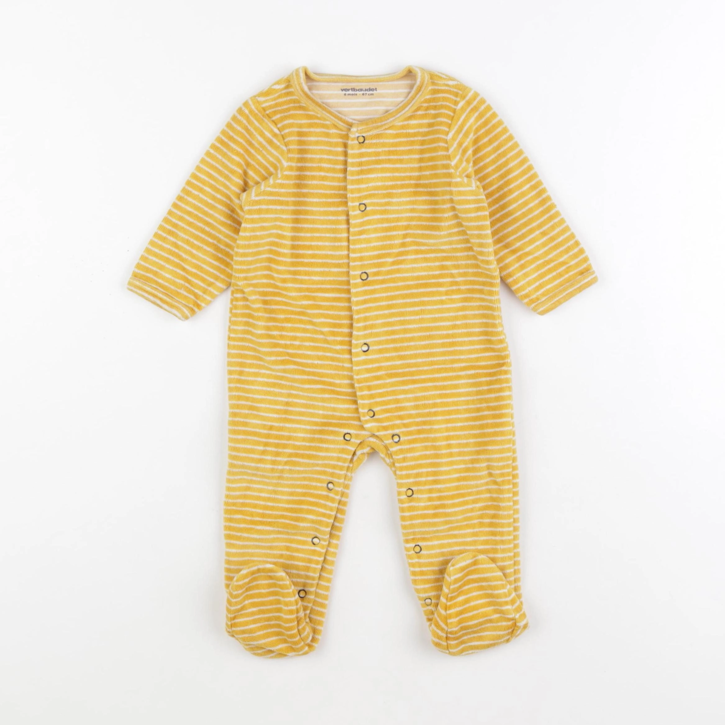 Vertbaudet - pyjama velours jaune - 6 mois