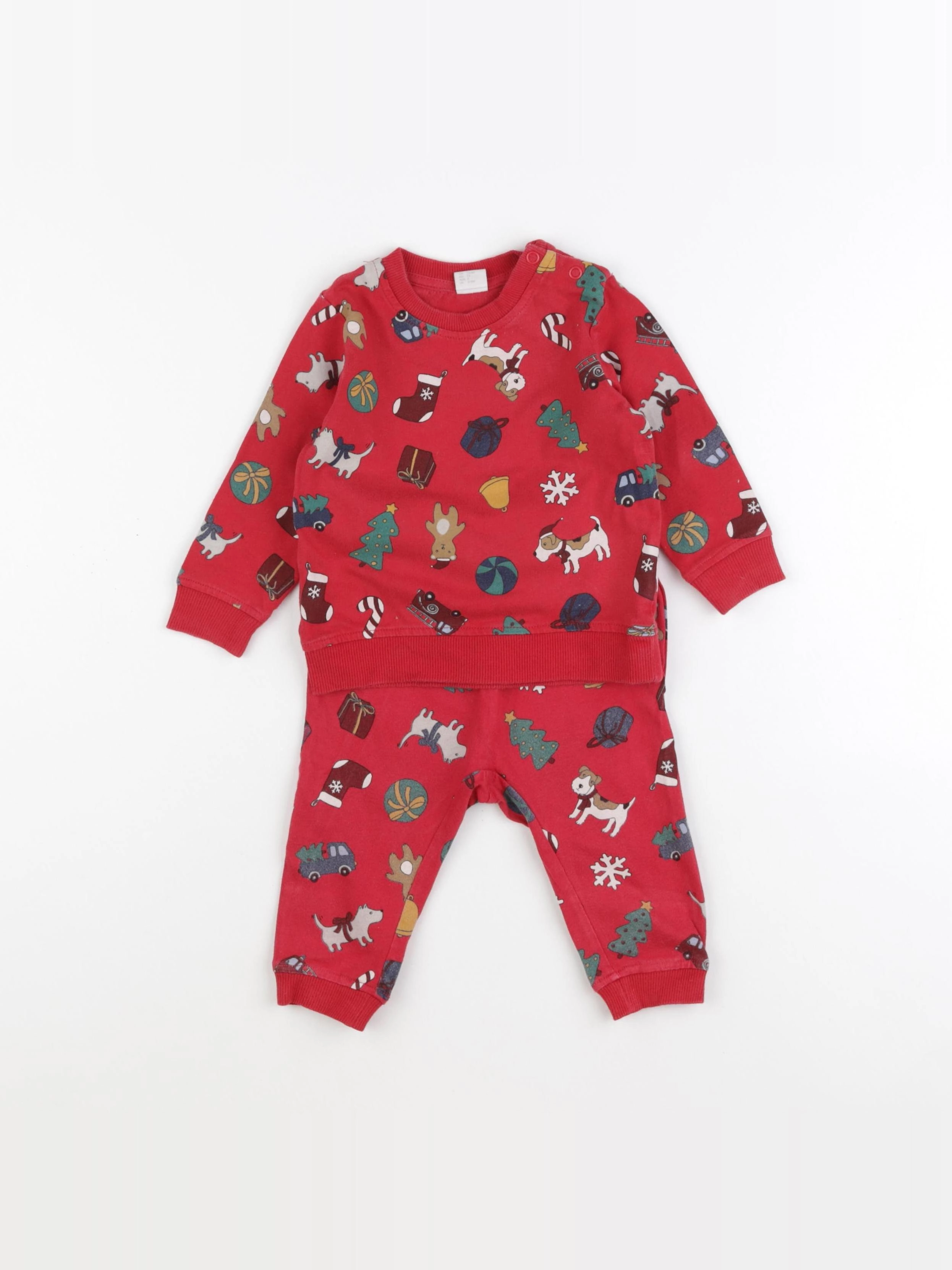H&M - pyjama coton rouge - 6/9 mois