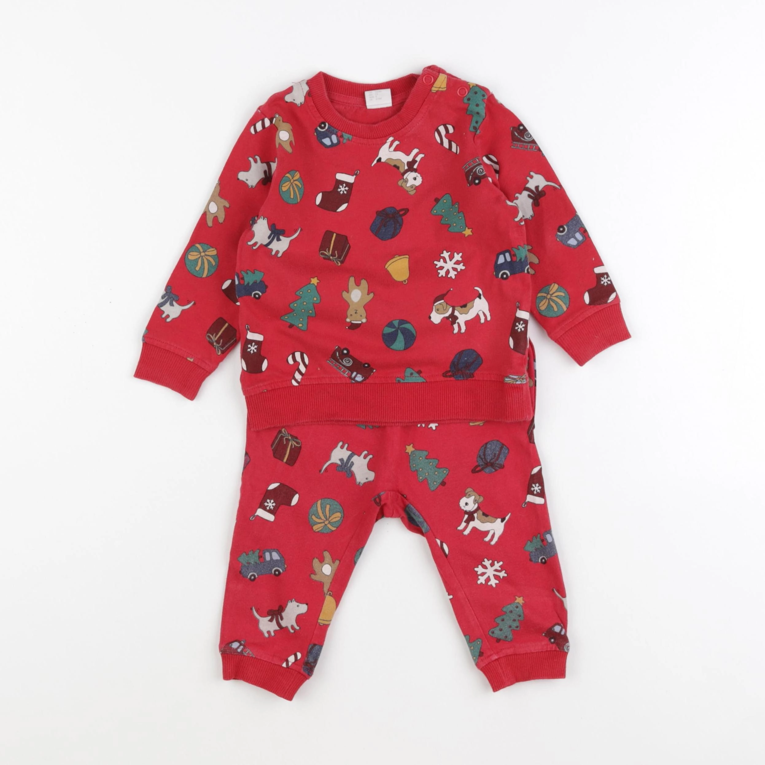 H&M - pyjama coton rouge - 6/9 mois