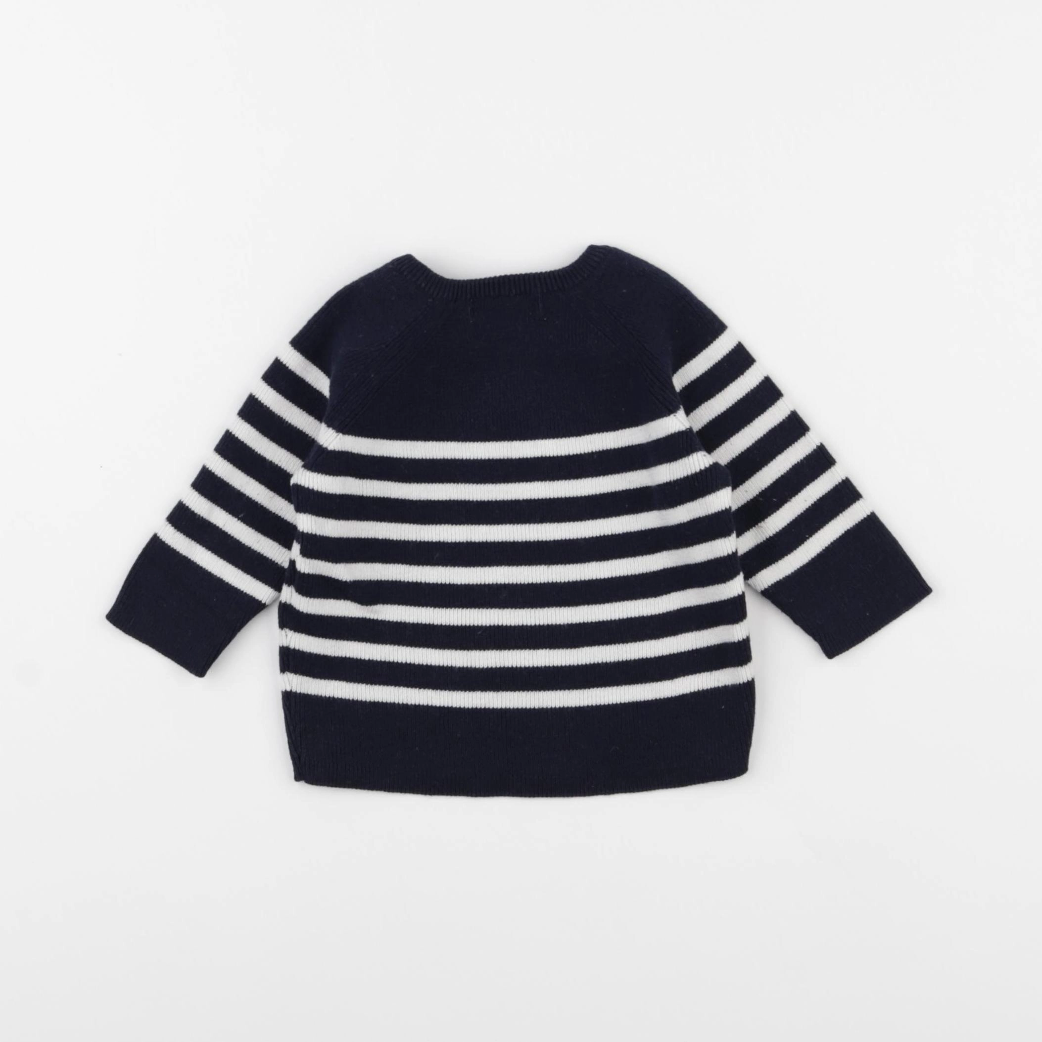 Vertbaudet - pull bleu, blanc - 3 mois