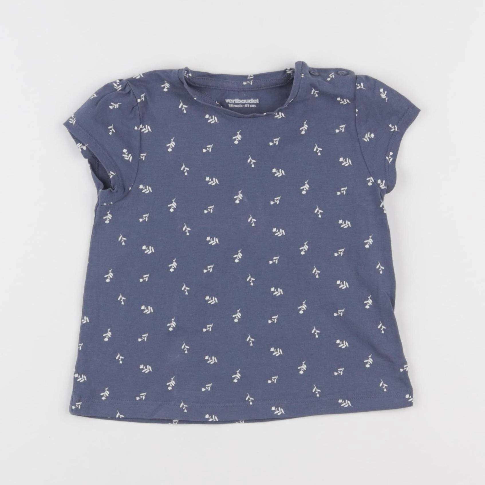 Vertbaudet - tee-shirt bleu, blanc - 18 mois