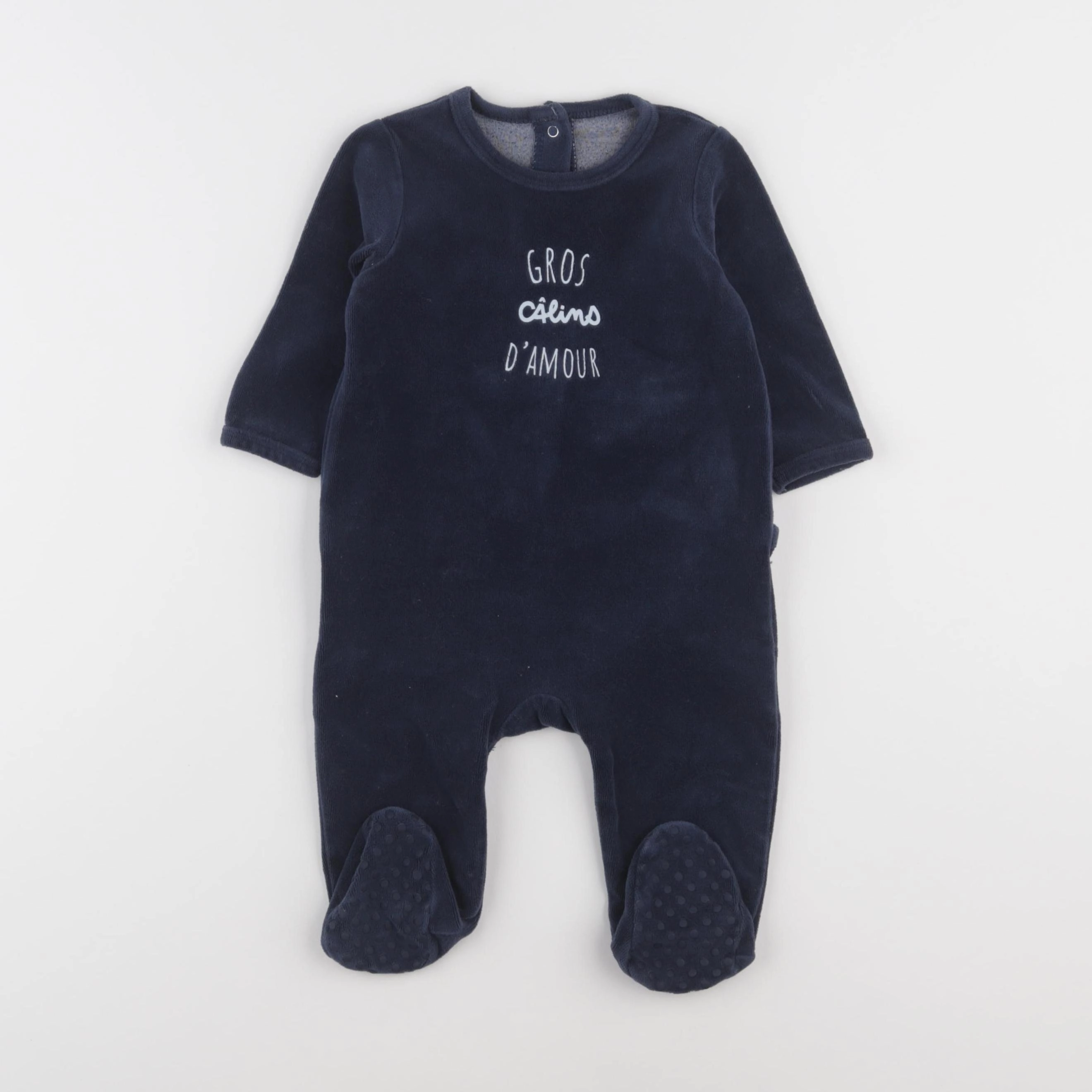 Vertbaudet - pyjama velours bleu - 9 mois