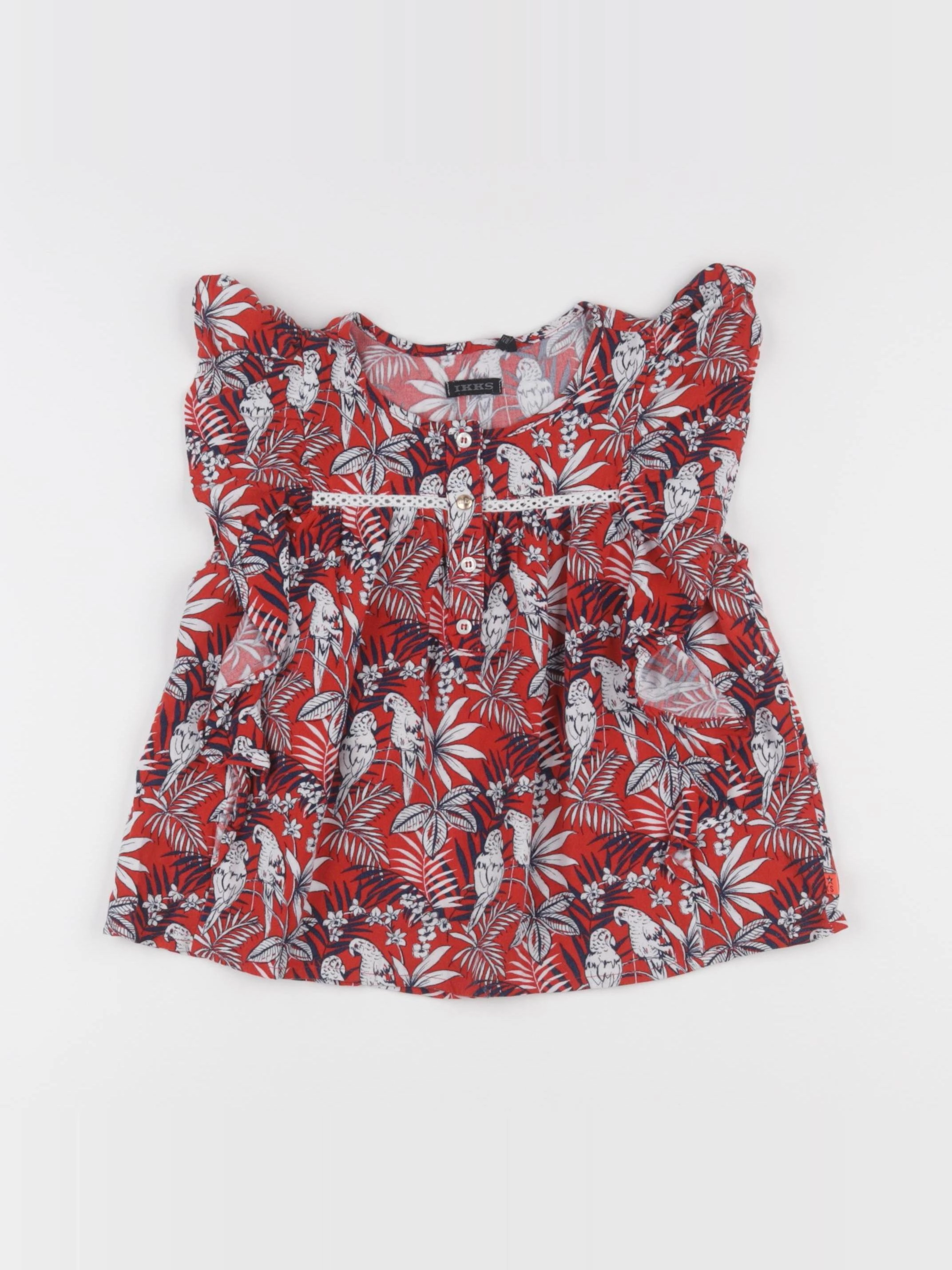 IKKS - blouse rouge, bleu - 8 ans