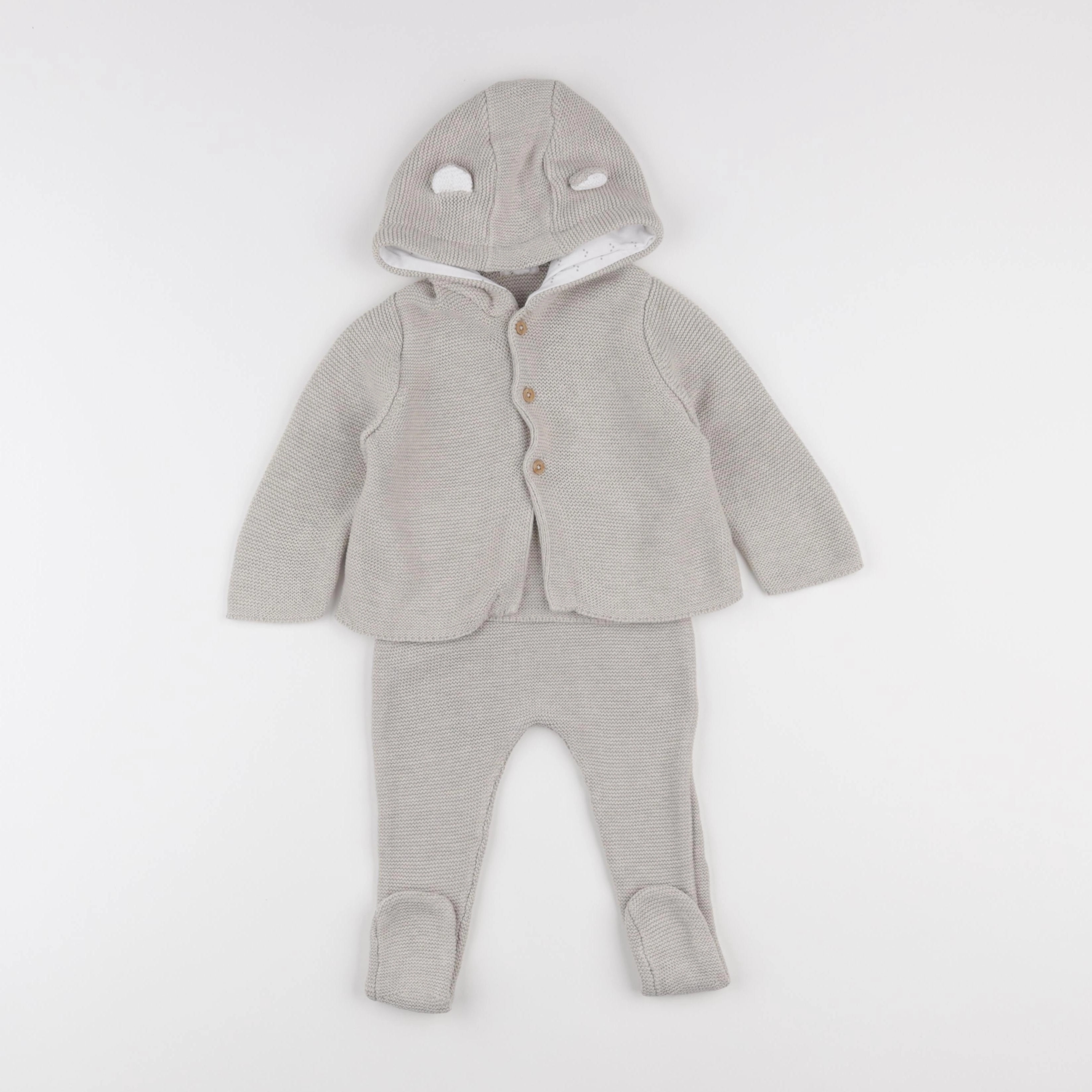 Vertbaudet - ensemble gris - 12 mois