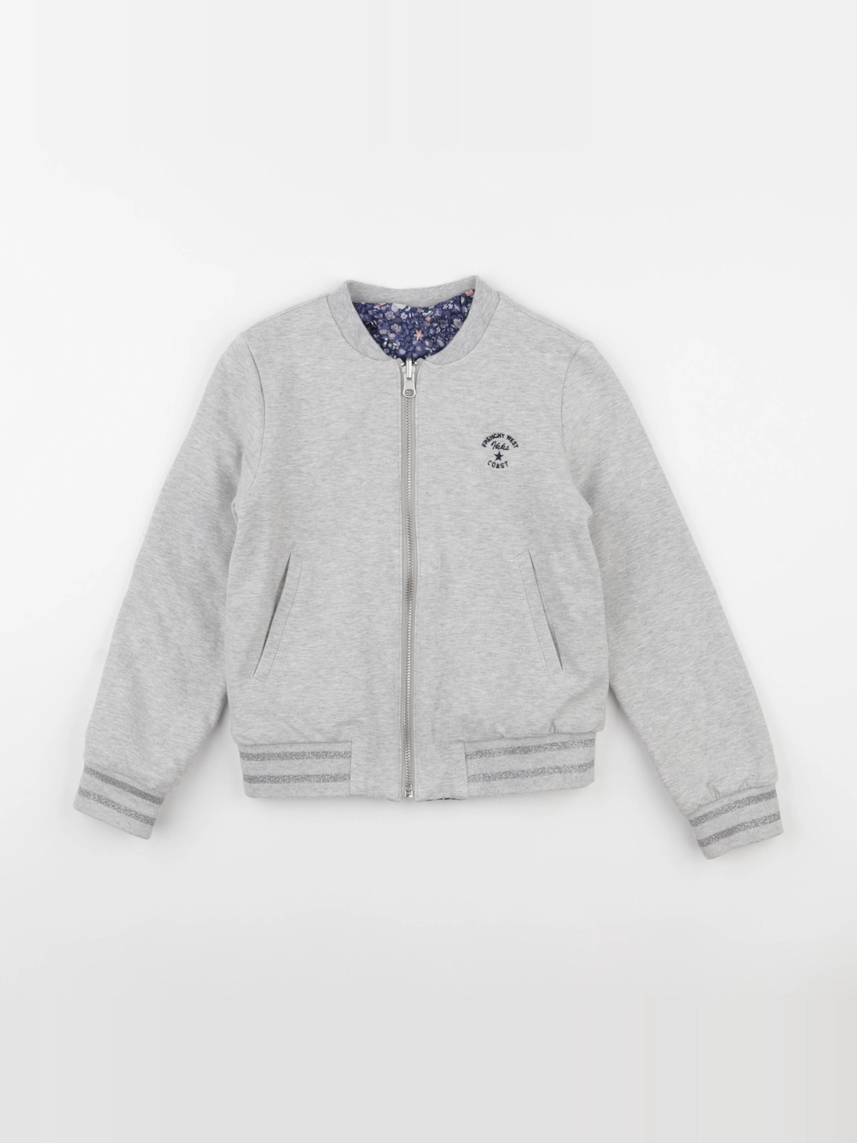 IKKS - sweat réversible, imprimé au dos gris, bleu - 8 ans
