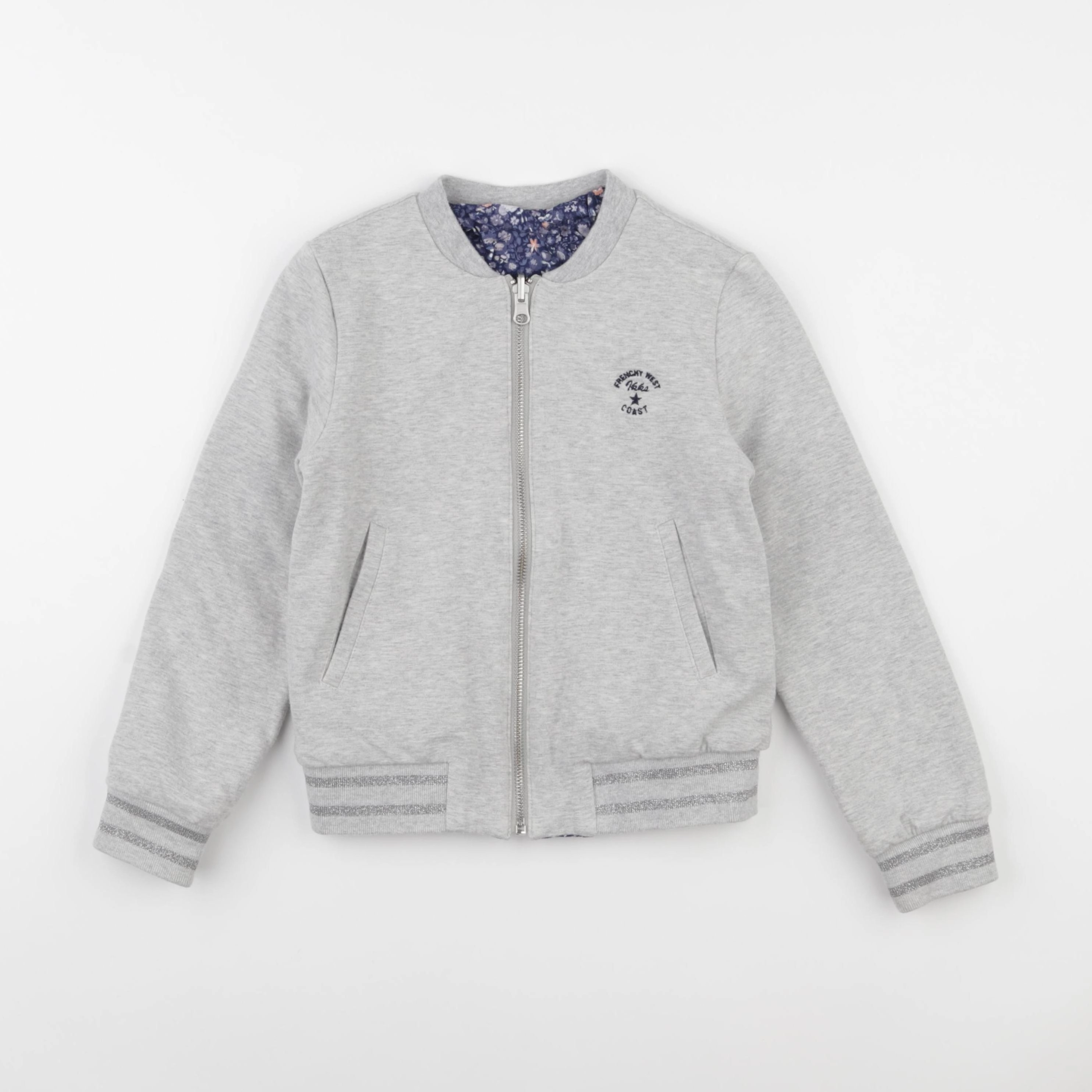IKKS - sweat réversible, imprimé au dos gris, bleu - 8 ans