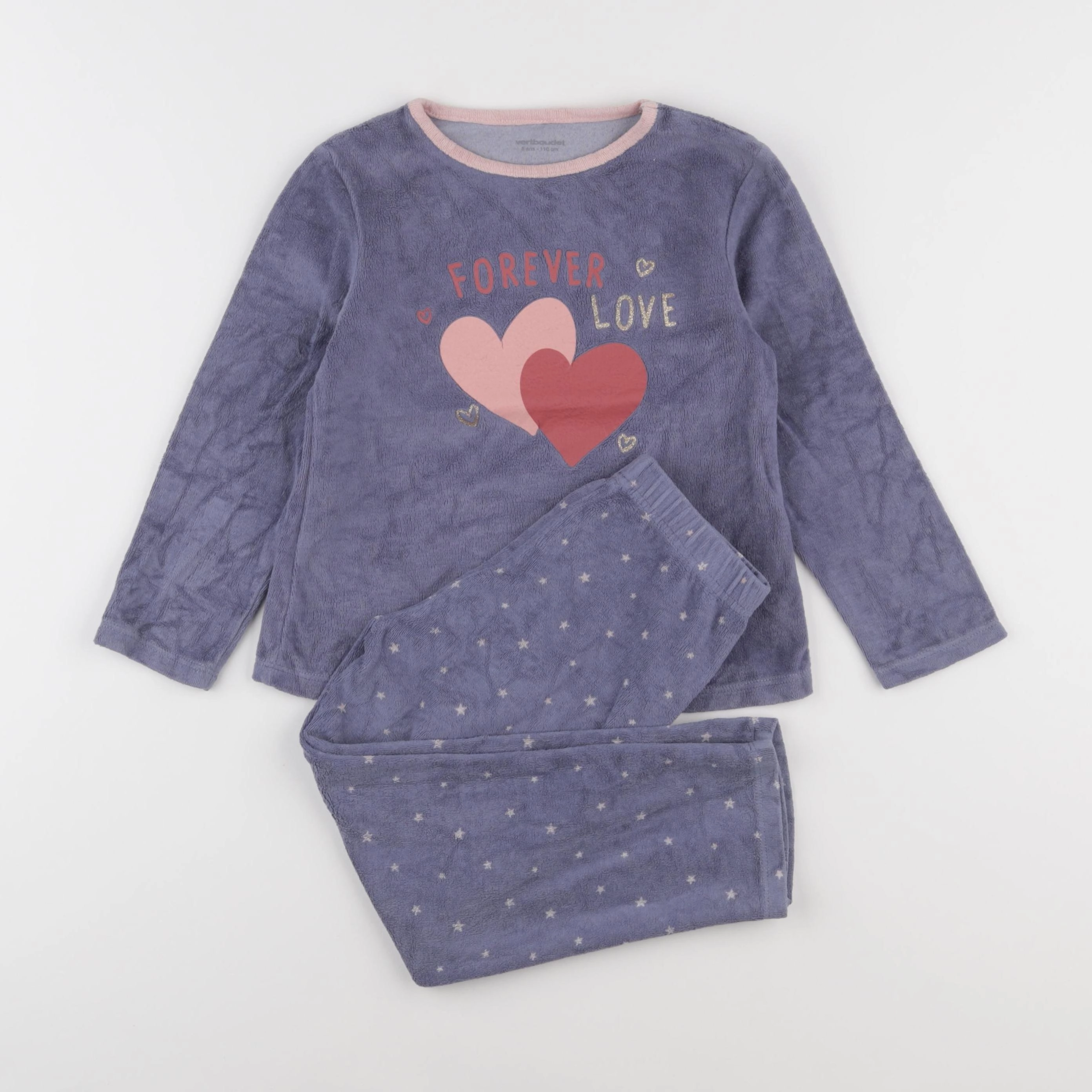 Vertbaudet - pyjama velours bleu - 5 ans